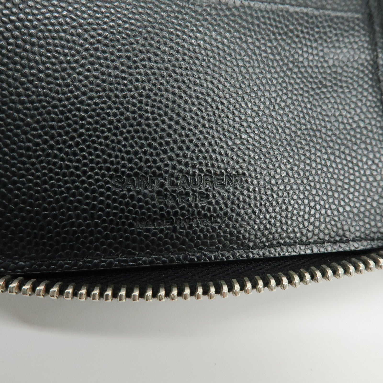 SAINT LAURENT PARIS Leather Round Zippy Long Wallet Black