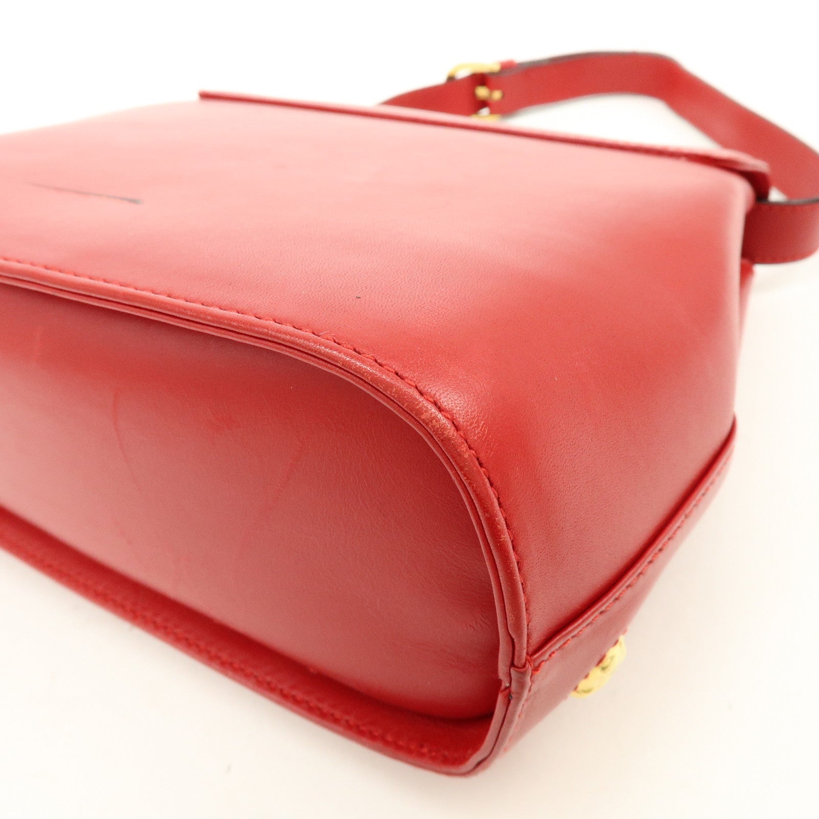 Ferragamo Leather Studs Shoulder Bag Red