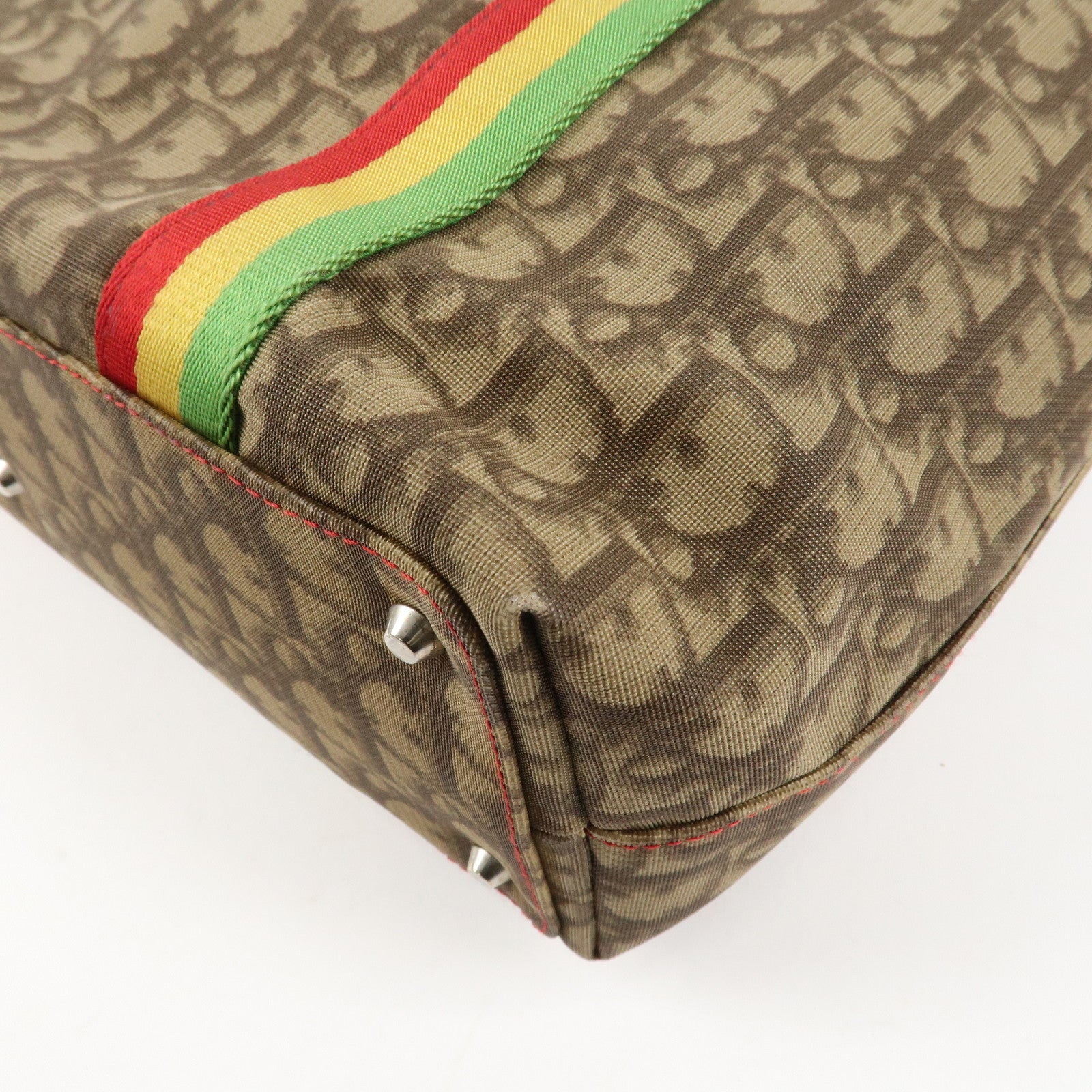 Christian Dior Rasta Line Trotter PVC Leather Tote Bag Hand Bag Brown Used