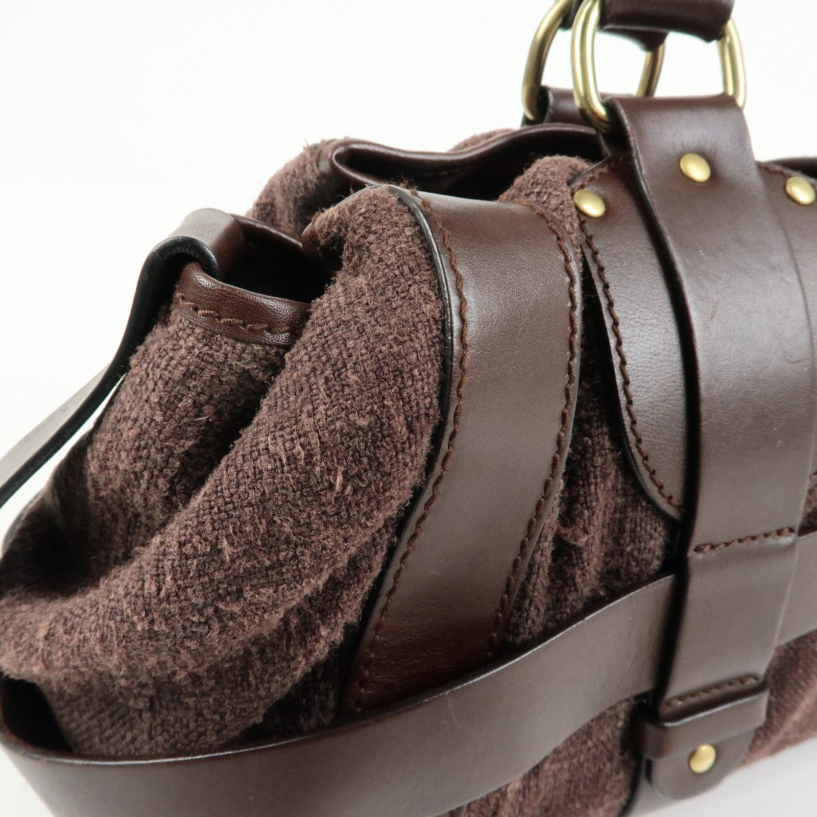 Chloe Kerala Canvas Leather Boston Bag Hand Bag Brown