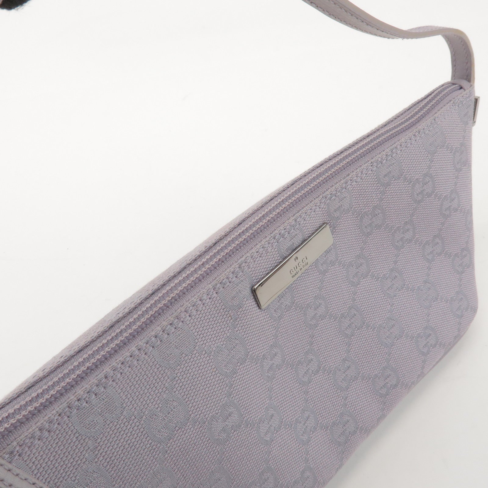 GUCCI Boat Bag GG Canvas Leather Hand Bag Pouch Light Purple 07198