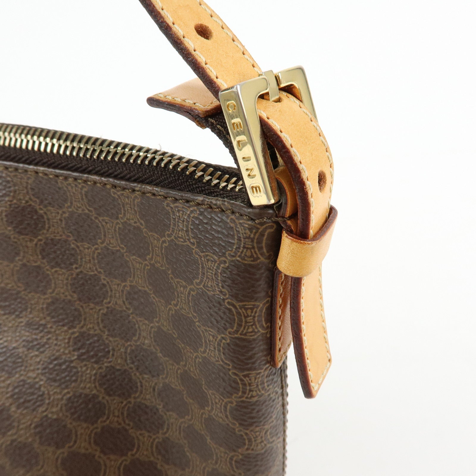 CELINE Macadam PVC Leather Shoulder Bag Hand Bag Brown