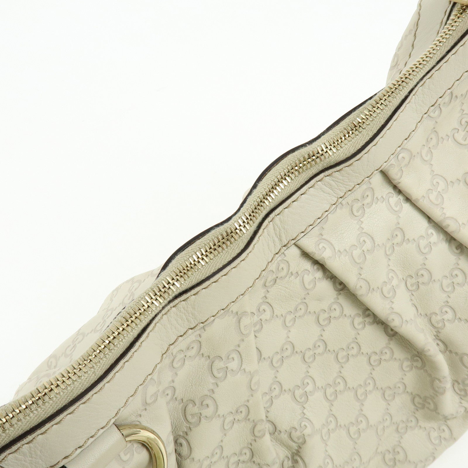 GUCCI Sukey Guccissima Leather Shoulder Bag Hand Bag White 232955