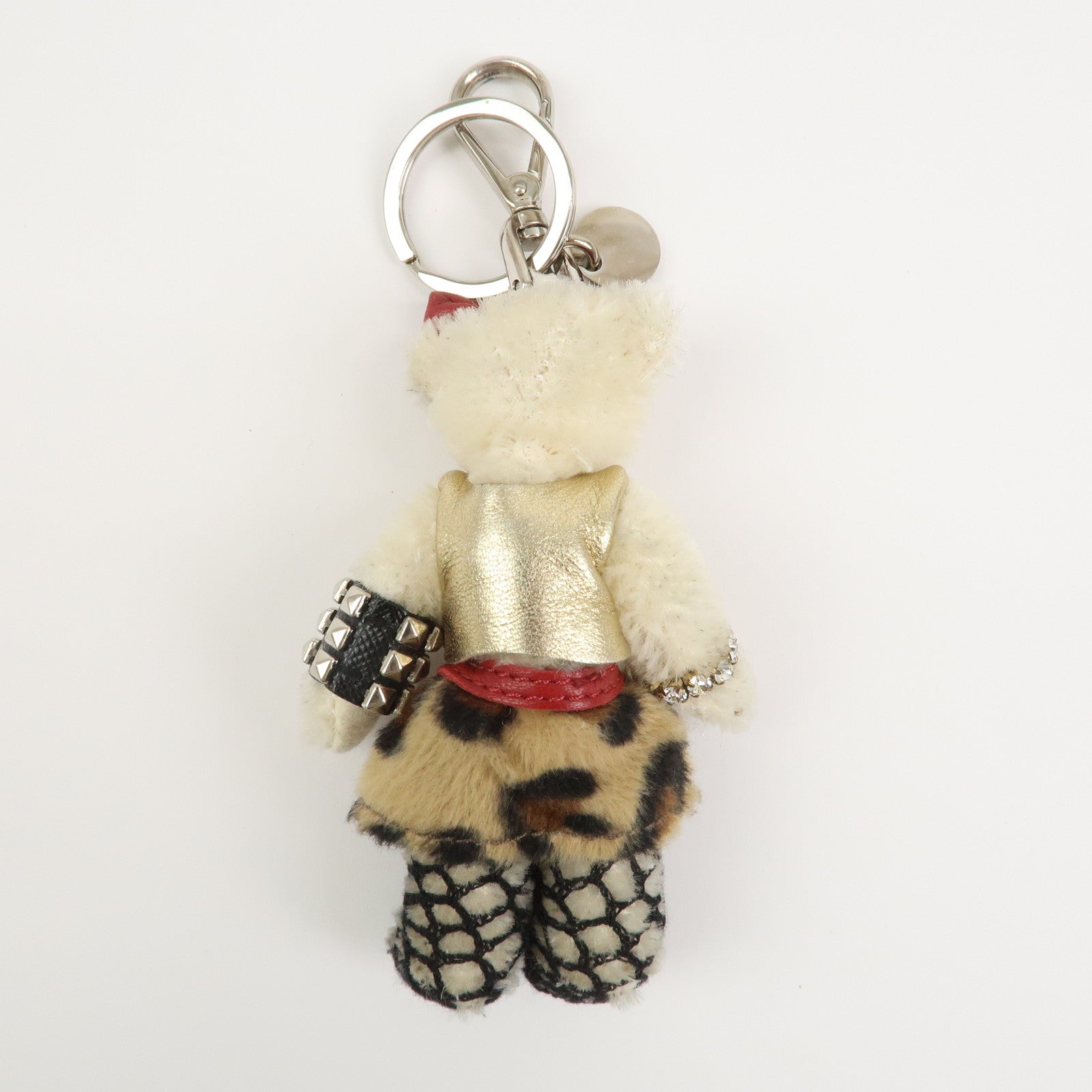 PRADA Teddy Bear Bag Key Charm Key Leopard Bijou Ivory