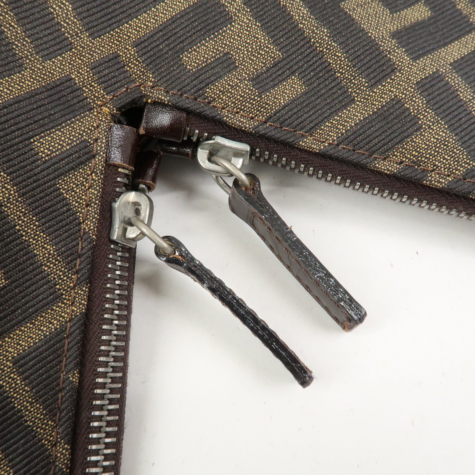 FENDI Zucca Canvas Leather Shoulder Bag Hand Bag Brown 83150870992