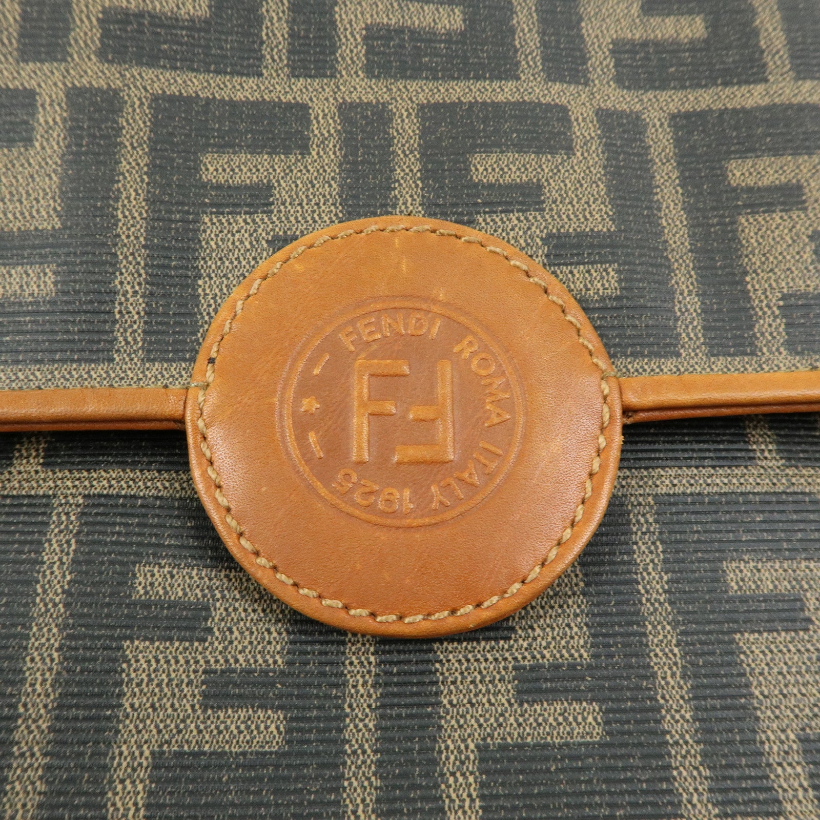 FENDI Zucca PVC Coated Canvas Leather Clutch Bag Brown 2487133