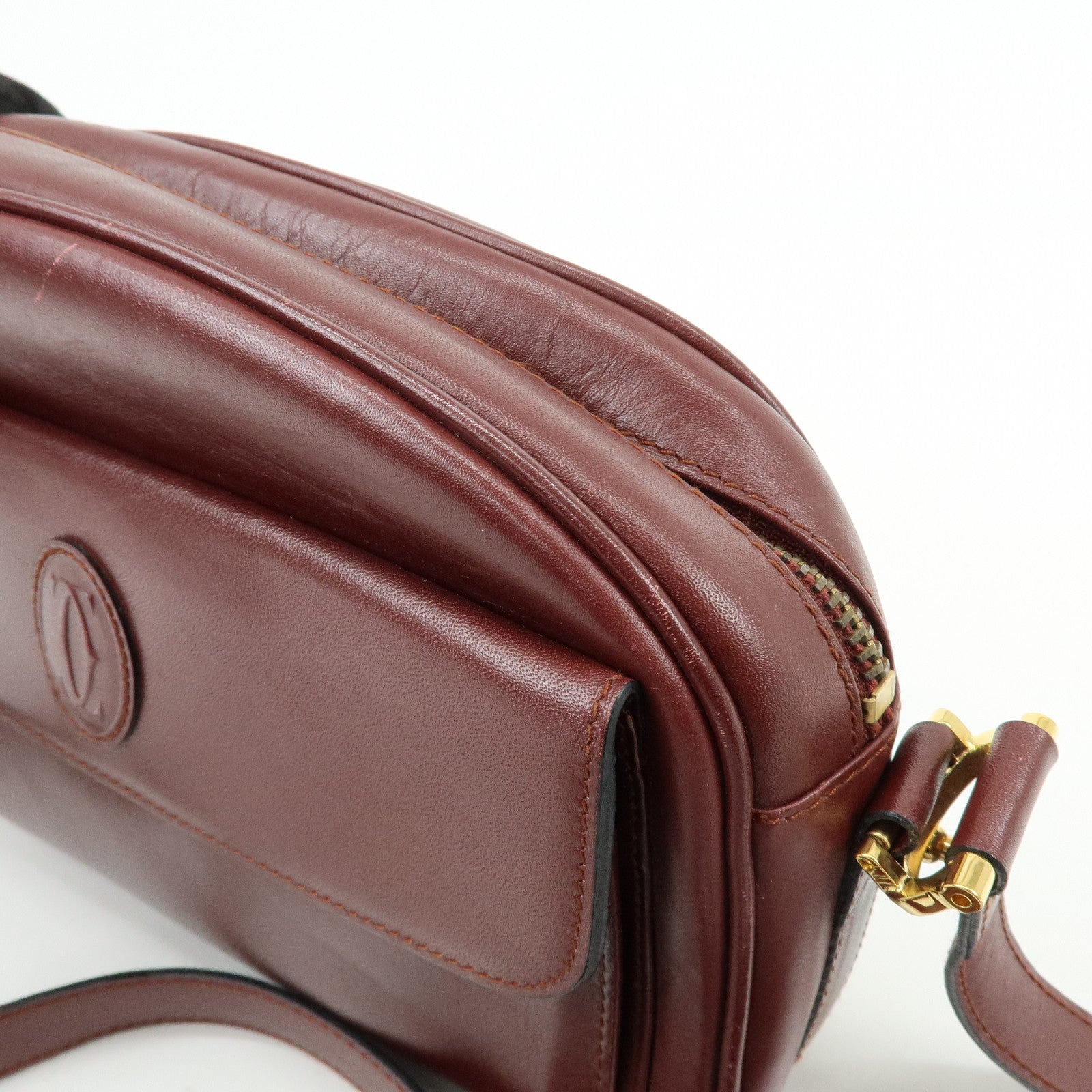 Cartier Must de Cartier Leather Shoulder Bag Crossbody Bag Bordeaux