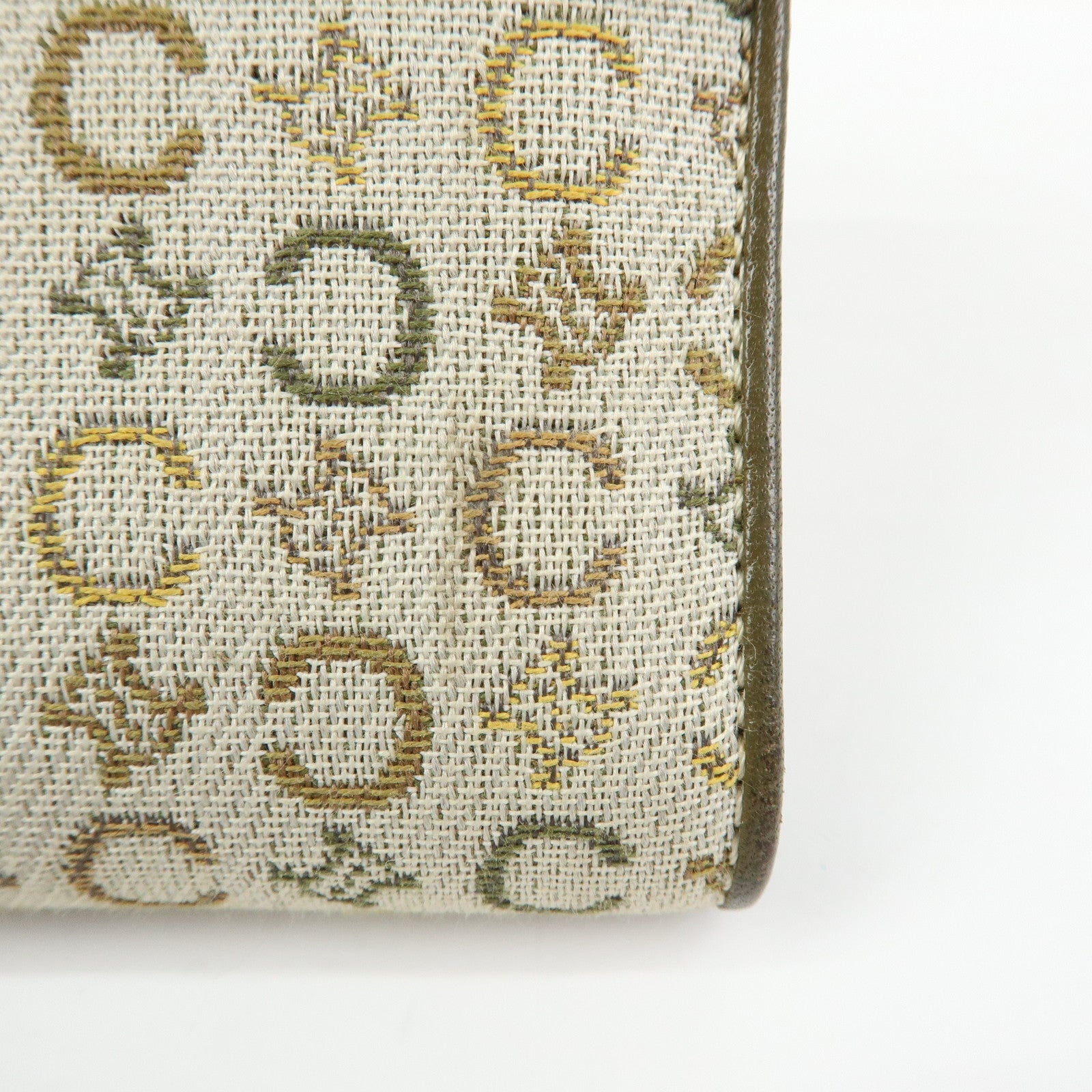 CELINE C Macadam Canvas Leather Compact Wallet Khaki