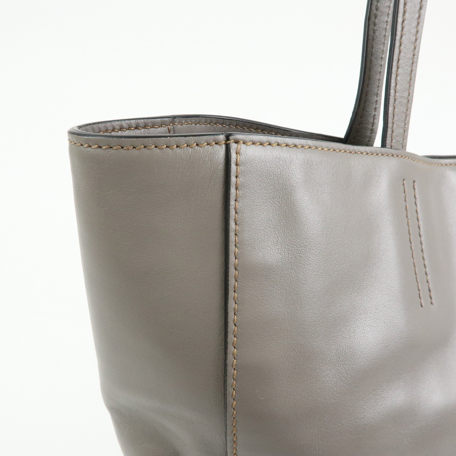 MIU MIU Vitello Soft Leather Tote Bag Shoulder Hand Bag Grey R1914S