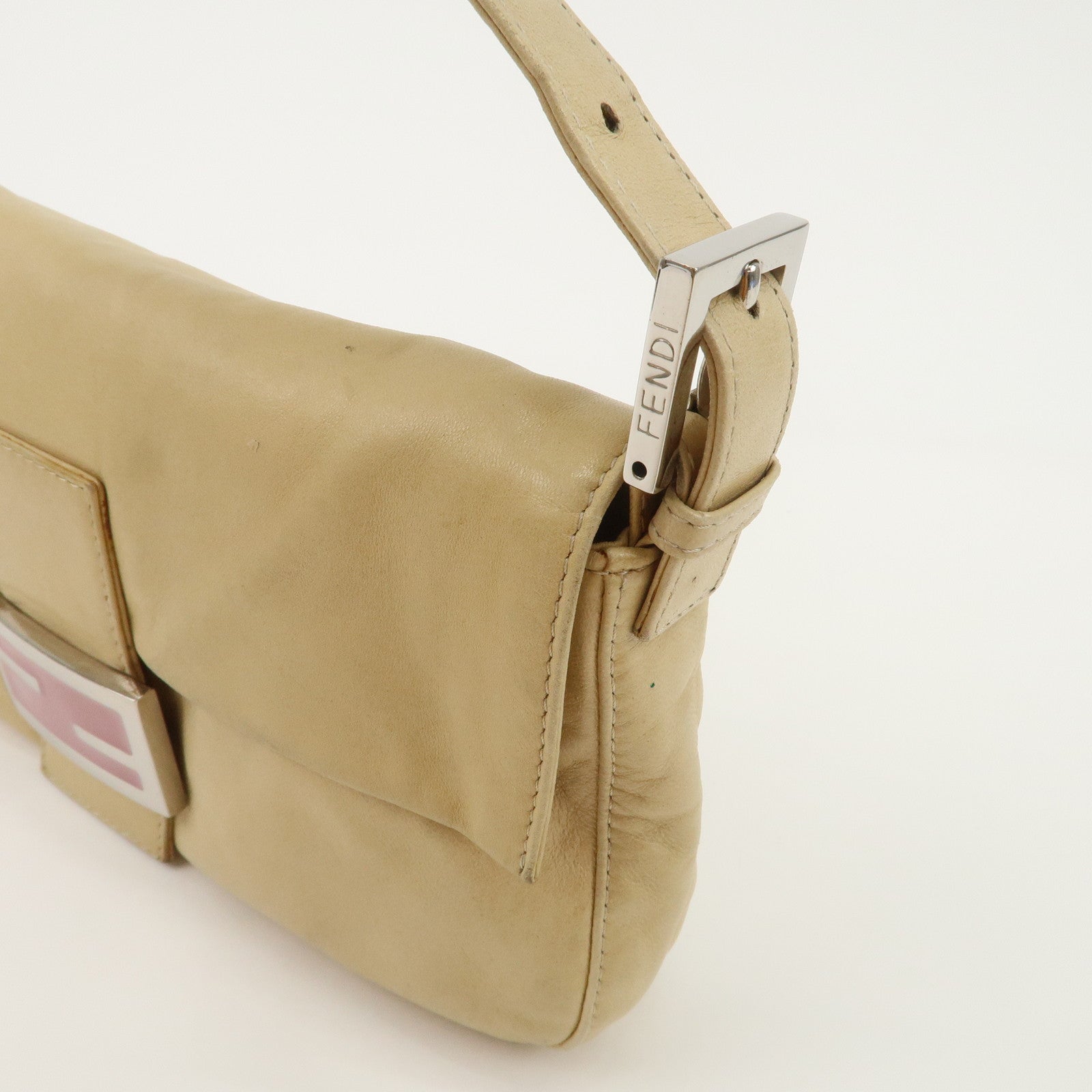 FENDI Mamma Baguette Leather Shoulder Bag Hand Bag Ivory 26424