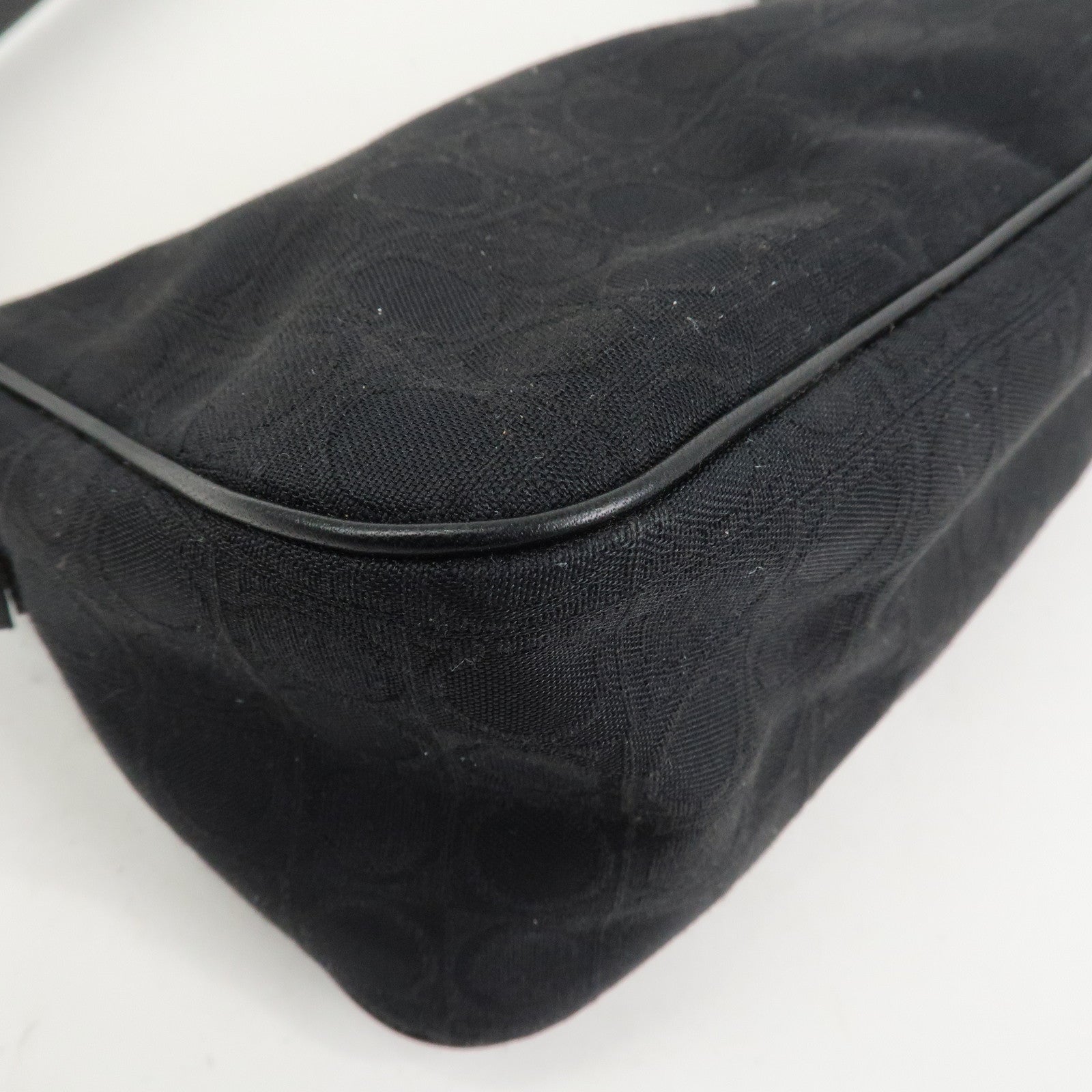 Ferragamo Gancini Canvas Leather Shoulder Bag Hand Bag Black