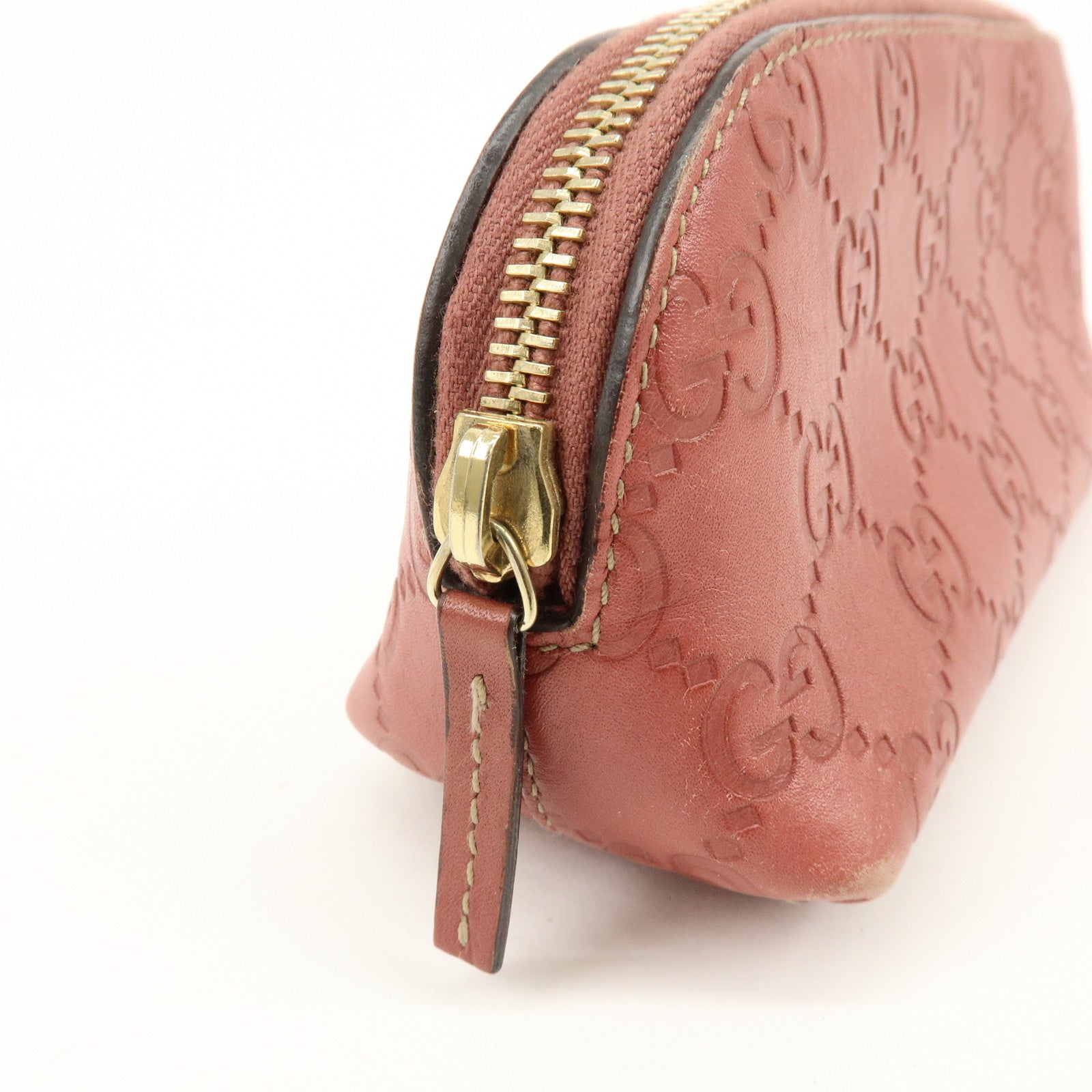 GUCCI Guccissima Leather Cosmetic Pouch Makeup Bag Rose Pink 141811