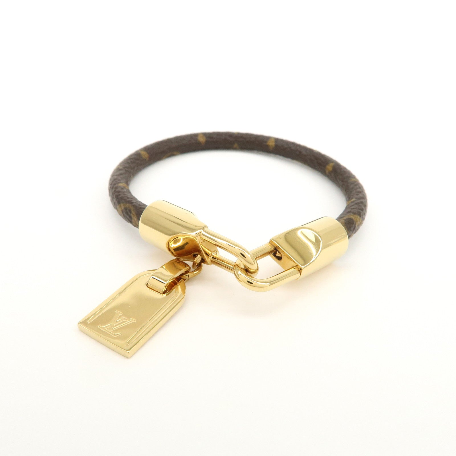 Louis Vuitton Monogram Bracelet Lock It Monogram Brown Gold M6605F Used