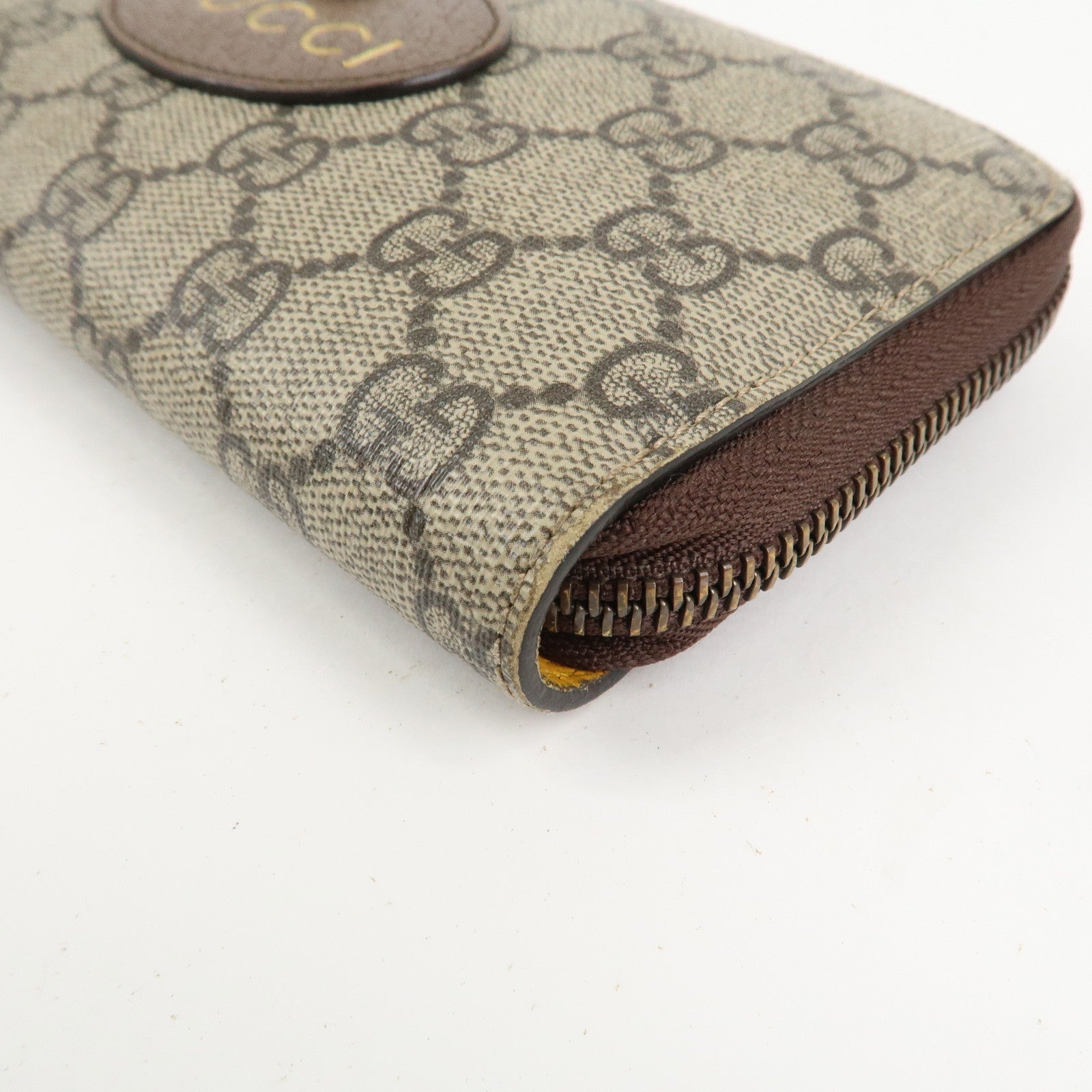 GUCCI Neo Vintage GG Supreme Round Zippy Long Wallet Beige 473953