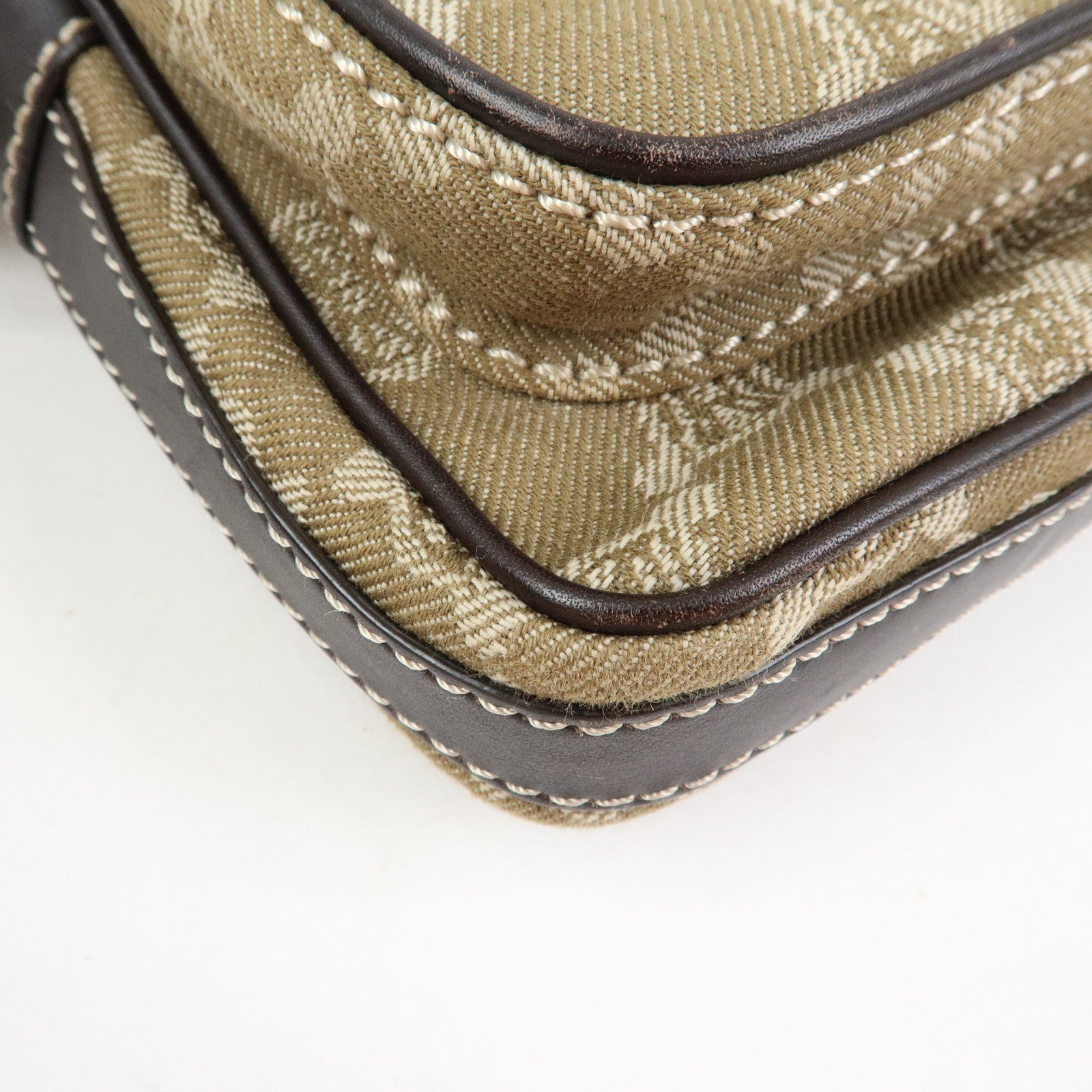 CELINE Macadam Canvas Leather Shoulder Bag Crossbody Bag Brown