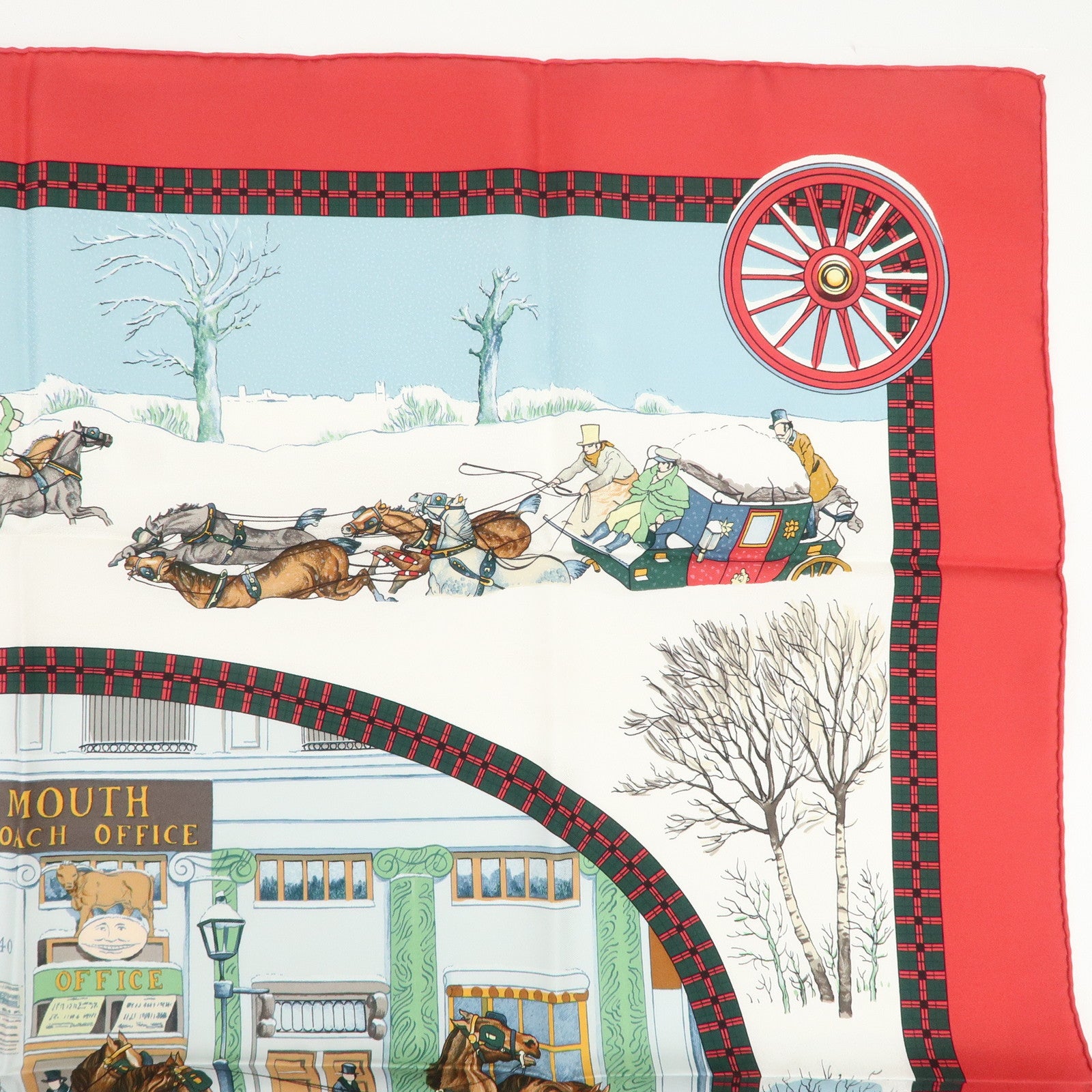 HERMES Carre 90 Silk 100% L'HIVER EN POSTE Scarf