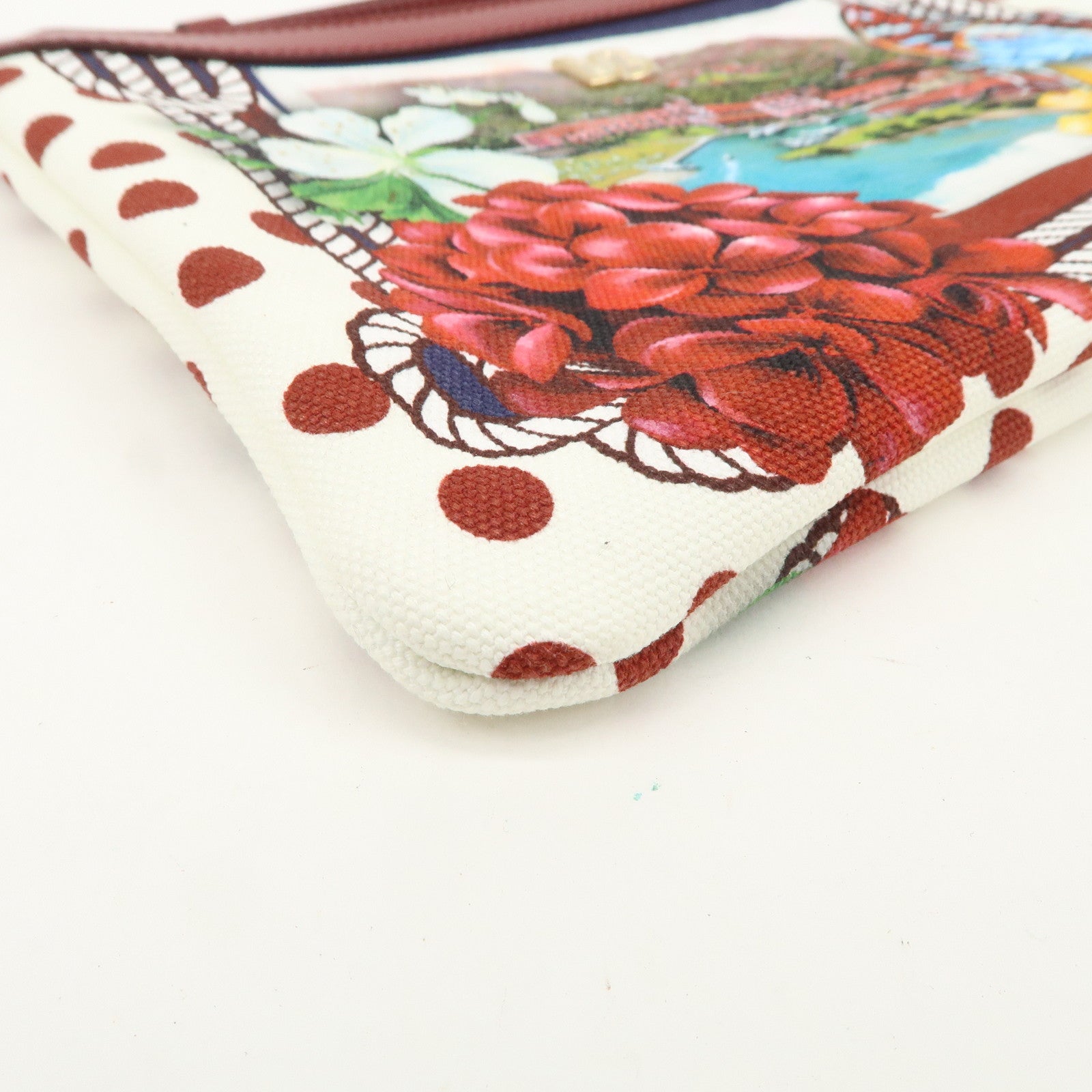 DOLCE&GABBANA Clutch Bag Flower Betterfly City Scape Bordeaux