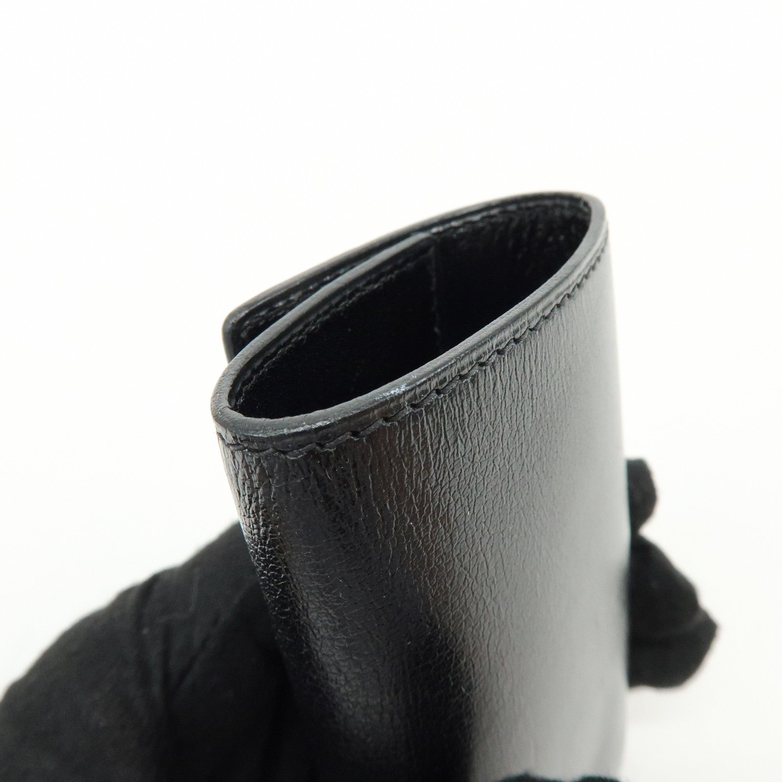 HERMES Serie Etui Cle 4 Box Calf Leather F Stamped Key Case Black