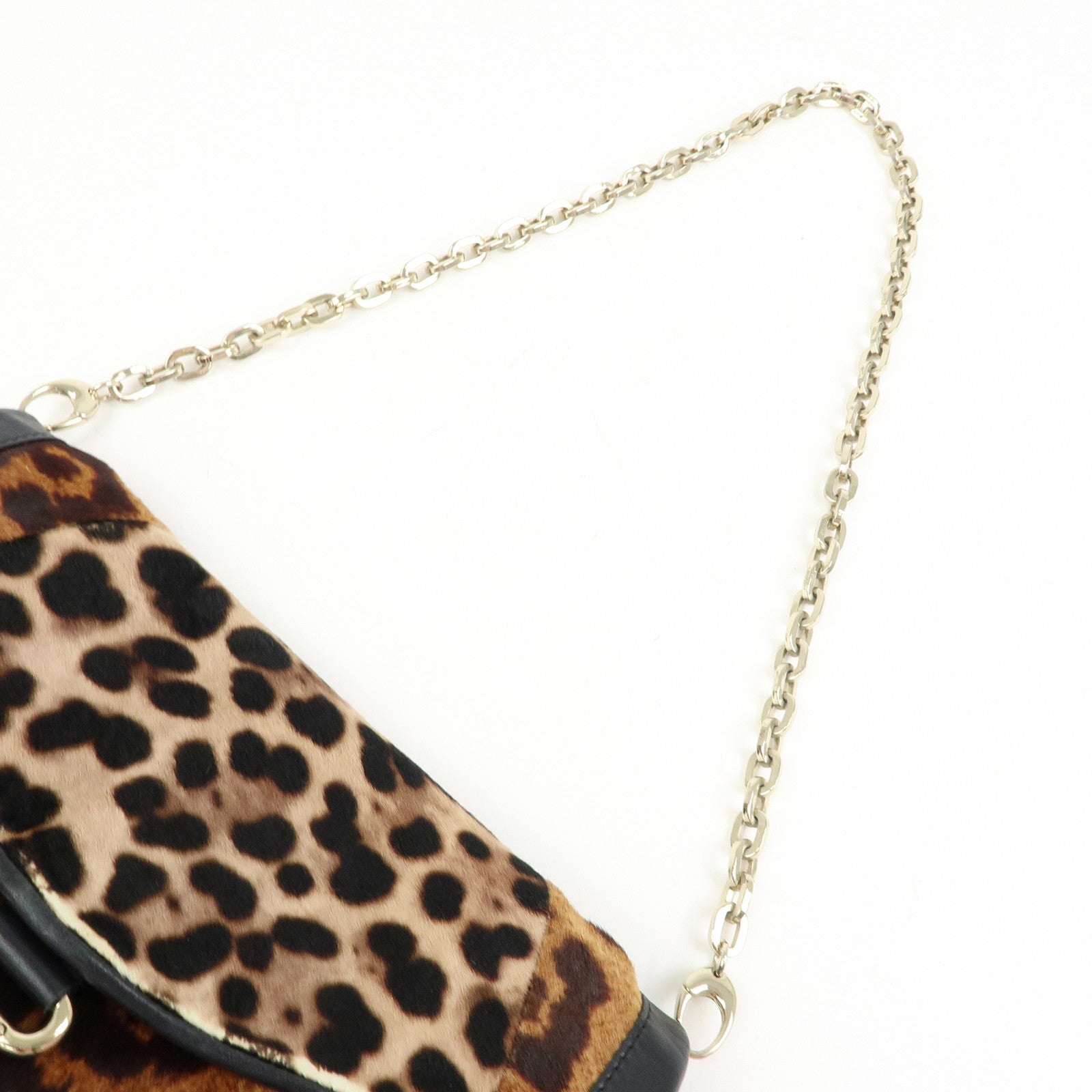 JIMMY CHOO Unborn Calf Leather Chain Shoulder Bag Clutch Bag Brown