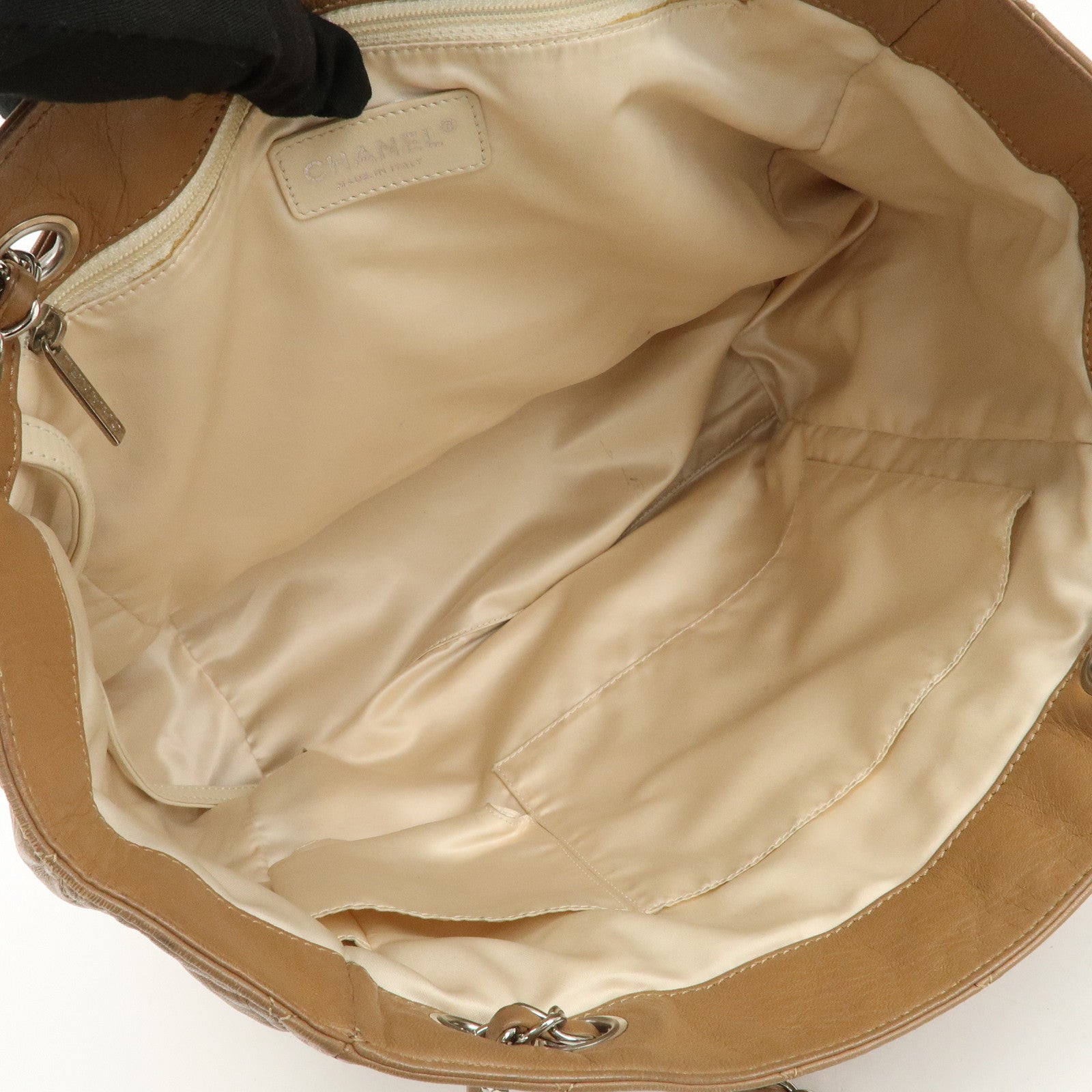 CHANEL East West Chain Shoulder Bag Hand Bag Tote Bag Brown