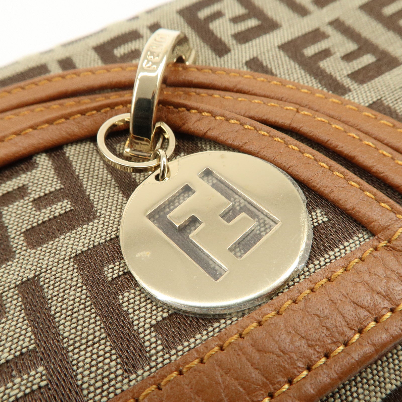 FENDI Zucchino Canvas Long Flap Wallet Camel 8M0179