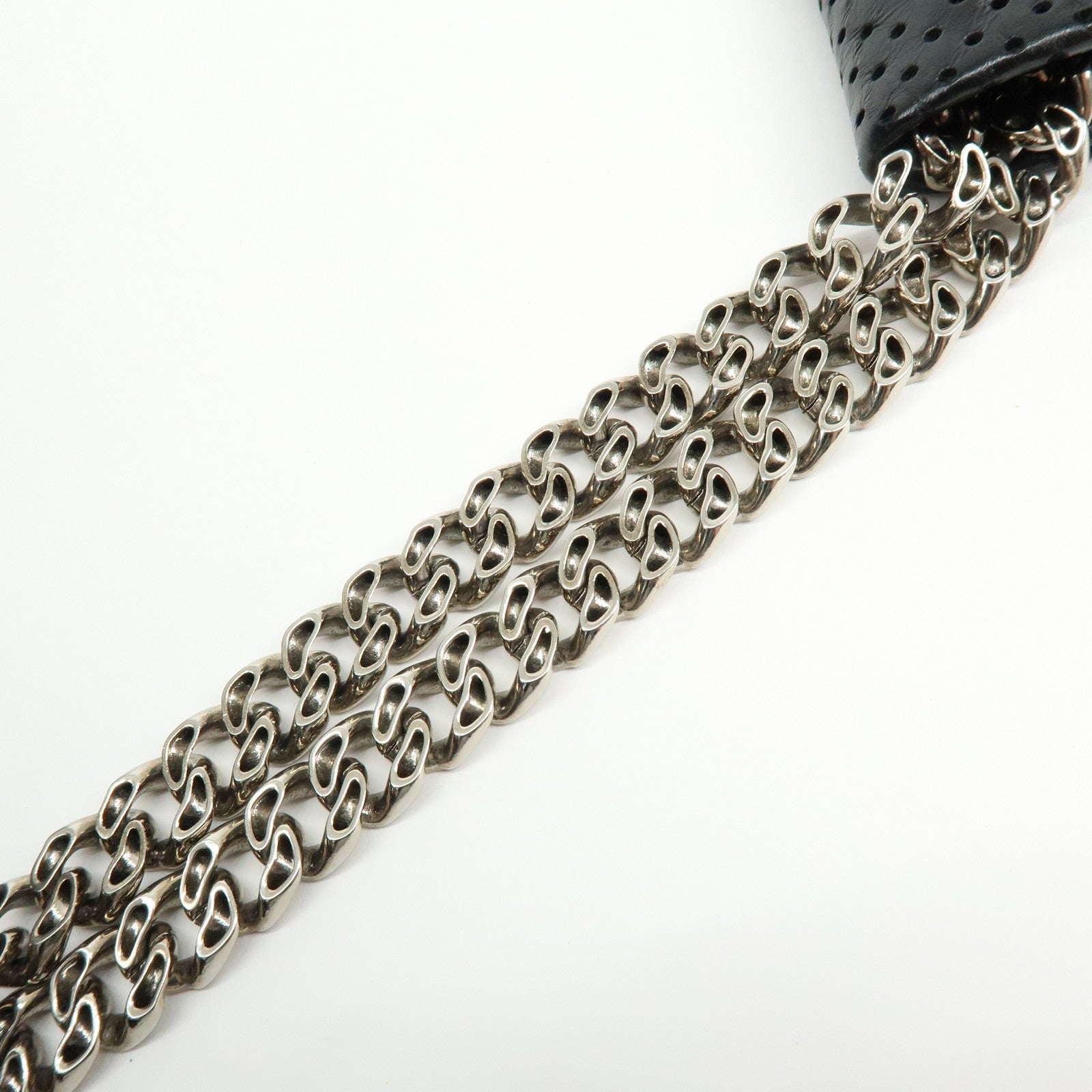 CHANEL 2.55 Punching Calf Leather Chain Shoulder Bag  Black