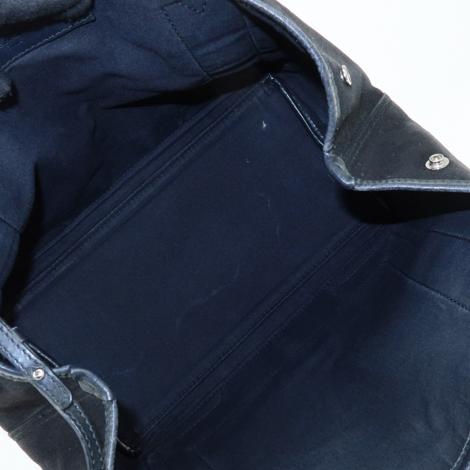 BALENCIAGA Navy Cabas Small Canvas Leather Tote Bag Black 339933