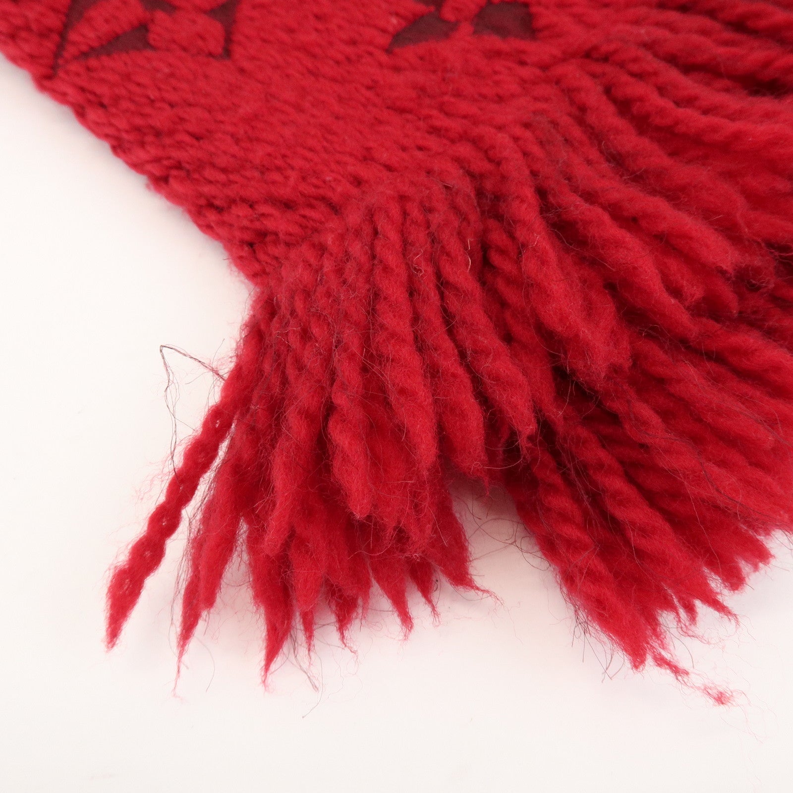 Louis Vuitton Echarpe Logomania Monogram Wool Silk Scarf Ruby Red