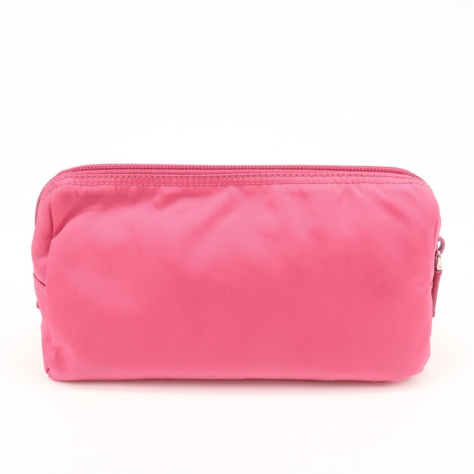 PRADA Triangle Logo Nylon Pouch Cosmetic Pouch Fuchsia Pink 1NA693