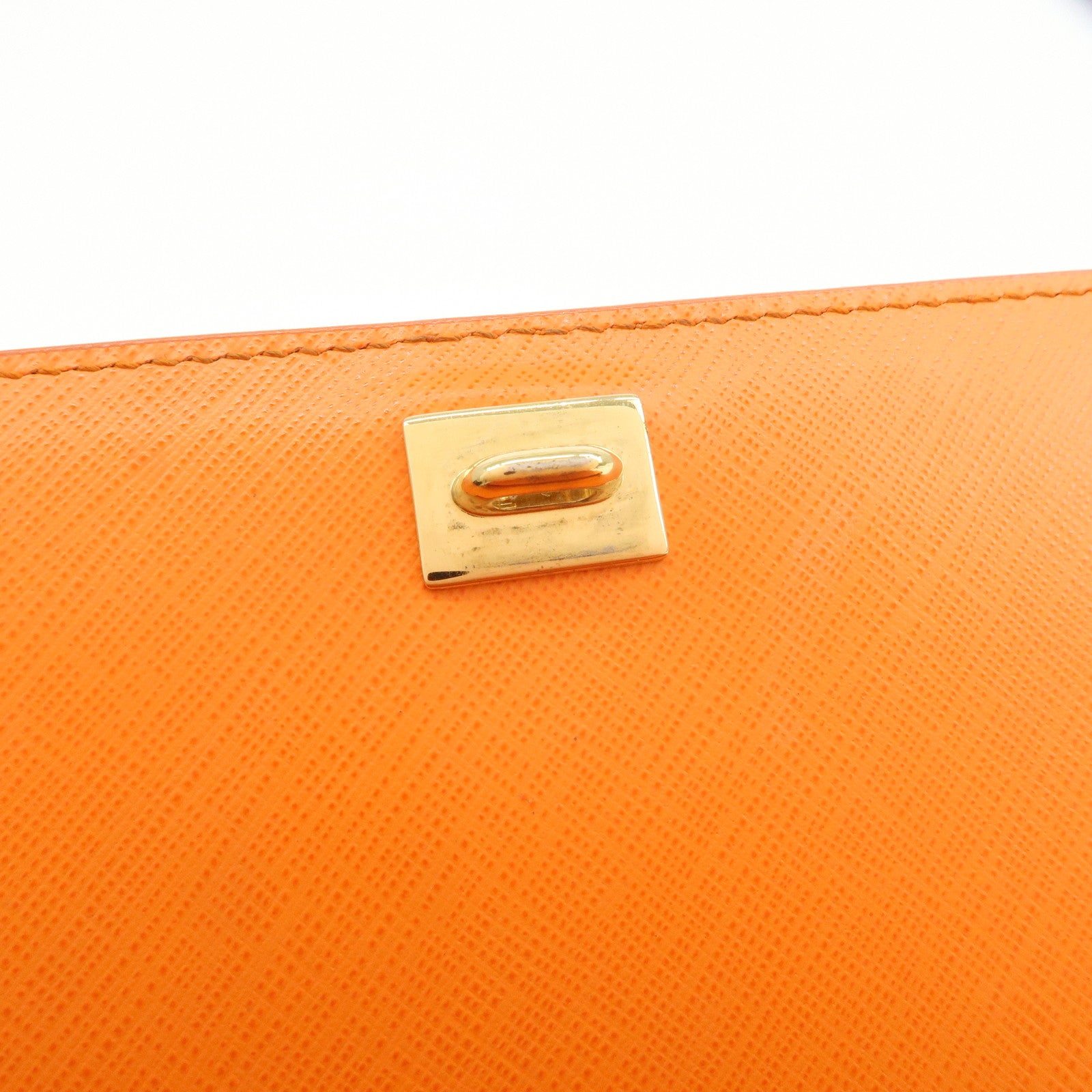 Ferragamo Vara Ribbon Leather Chain Shoulder Bag Hand Bag Orange
