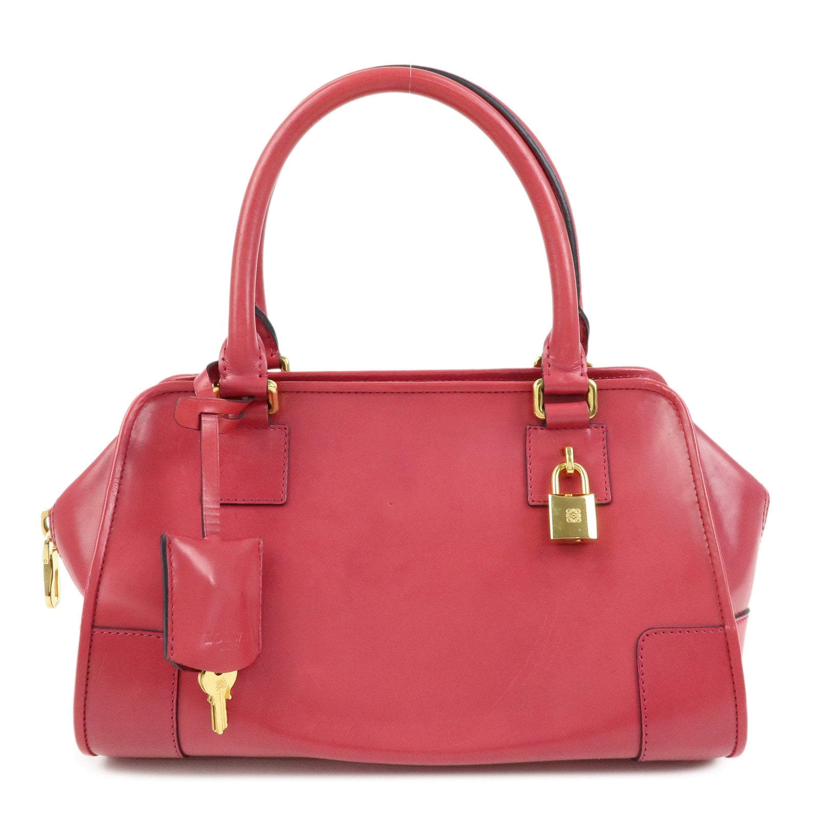LOEWE Anagram Leather Amazona 28 Hand Bag Boston Bag Pink