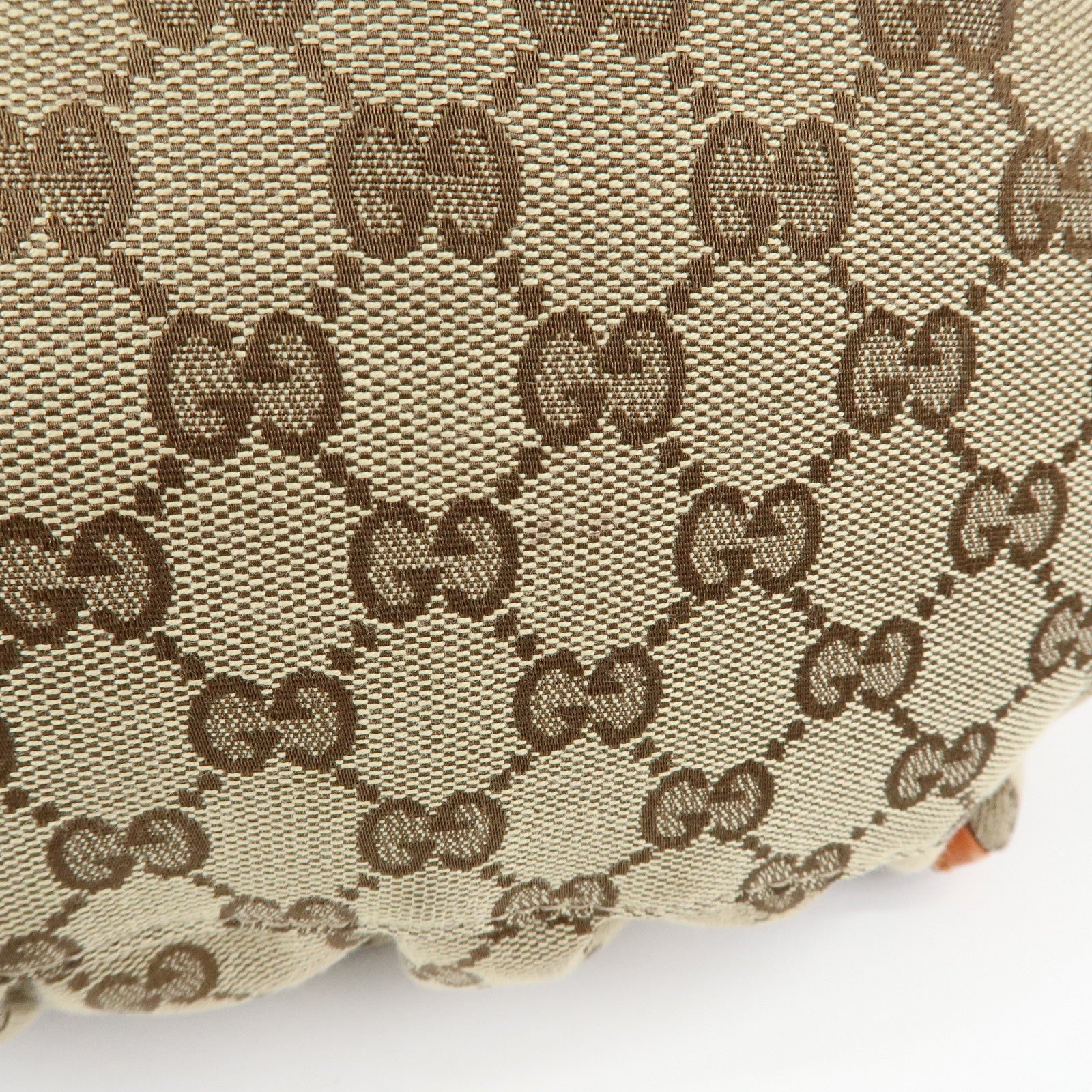 GUCCI Abbey GG Canvas Leather Shoulder Bag Beige Orange 189833