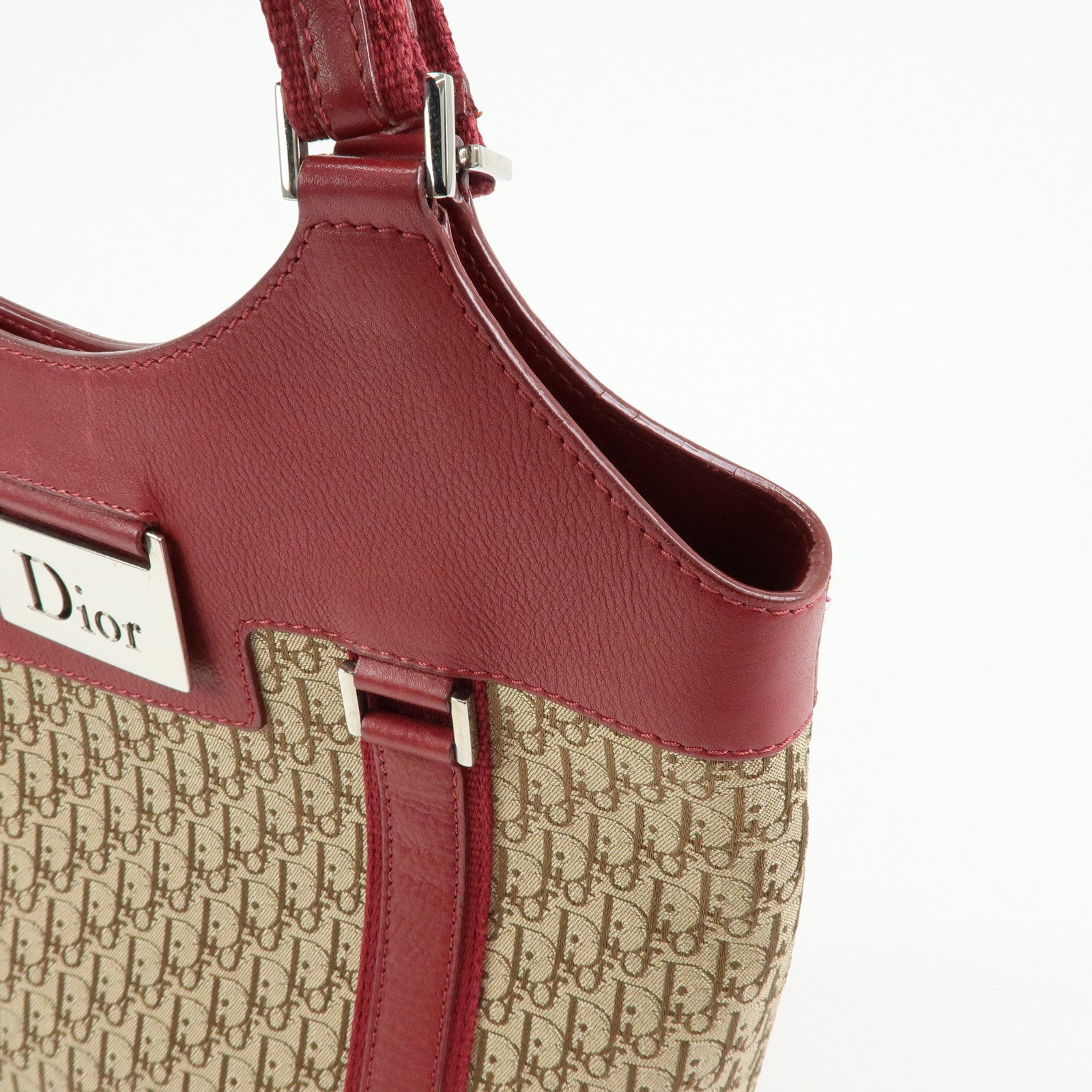 Christian Dior Street Chic Trotter Jaquard Canvas Leather Hand Bag