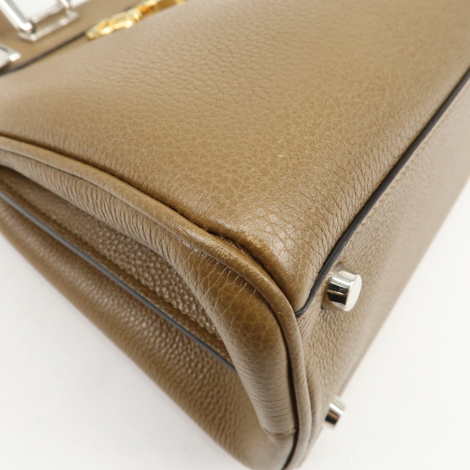 GUCCI Zumi Leather 2Way Bag Hand Bag Shoulder Bag Brown 569712