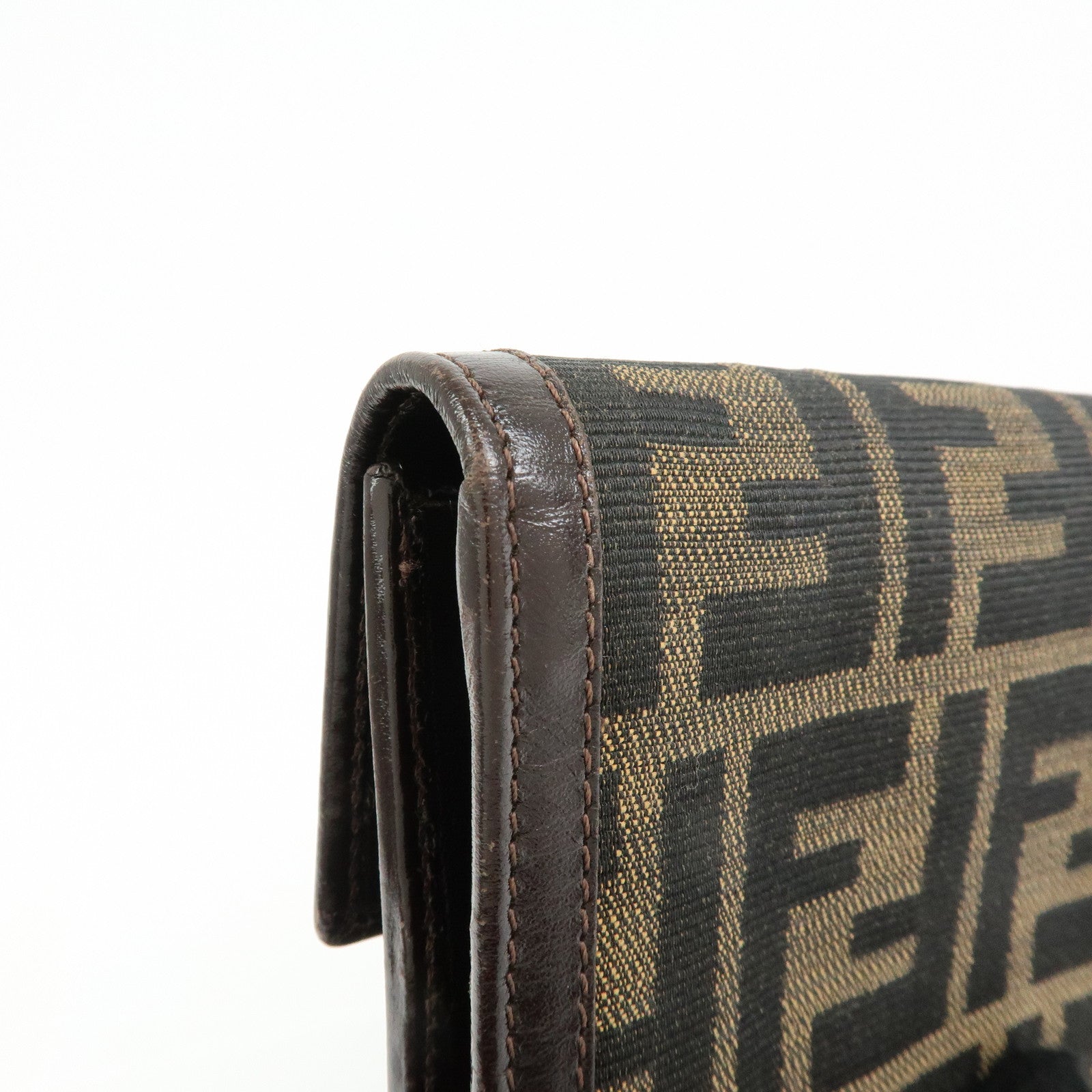 FENDI Zucca Canvas Leather Compact Wallet Brown 2270・30729・008