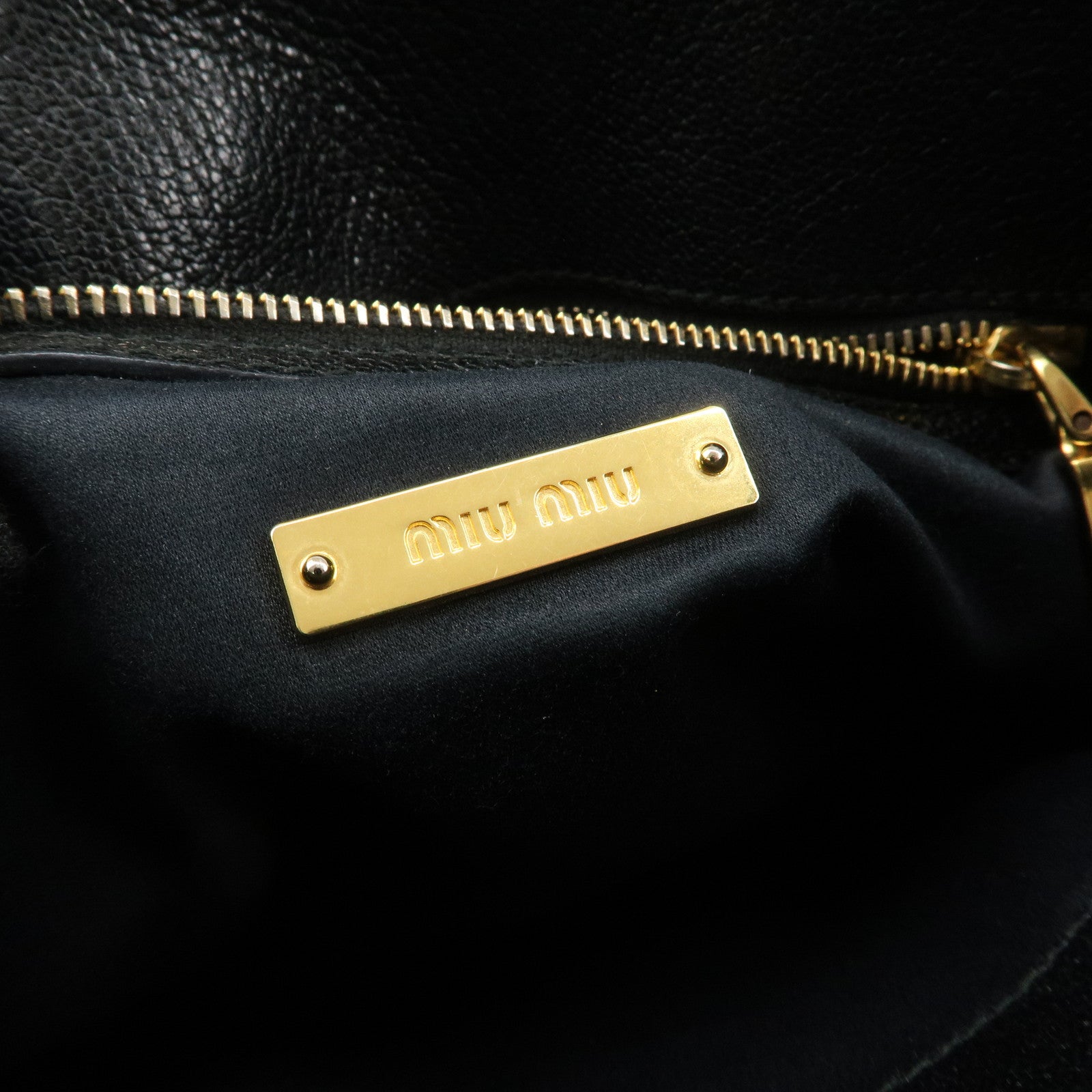 MIUMIU Matelasse Leather Denim 2Way Bag Black Indigo Blue 5BA003 Used
