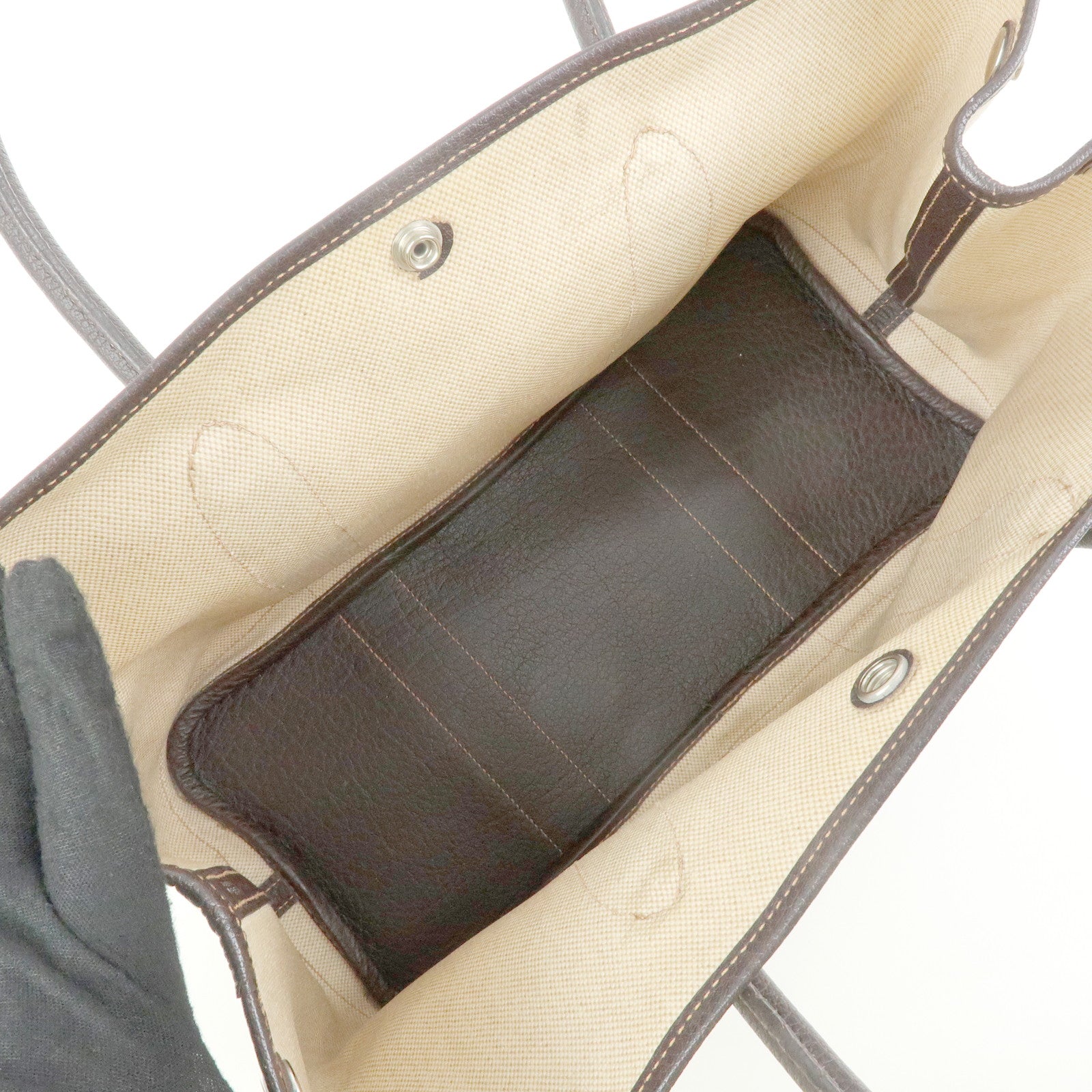 HERMES Garden Party PM Toile Ash Leather I Stamped Tote Bag Natural