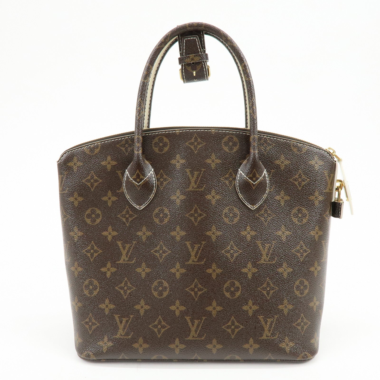 Louis Vuitton Shiny Monogram Canvas Lockit Hand Bag Brown M40597