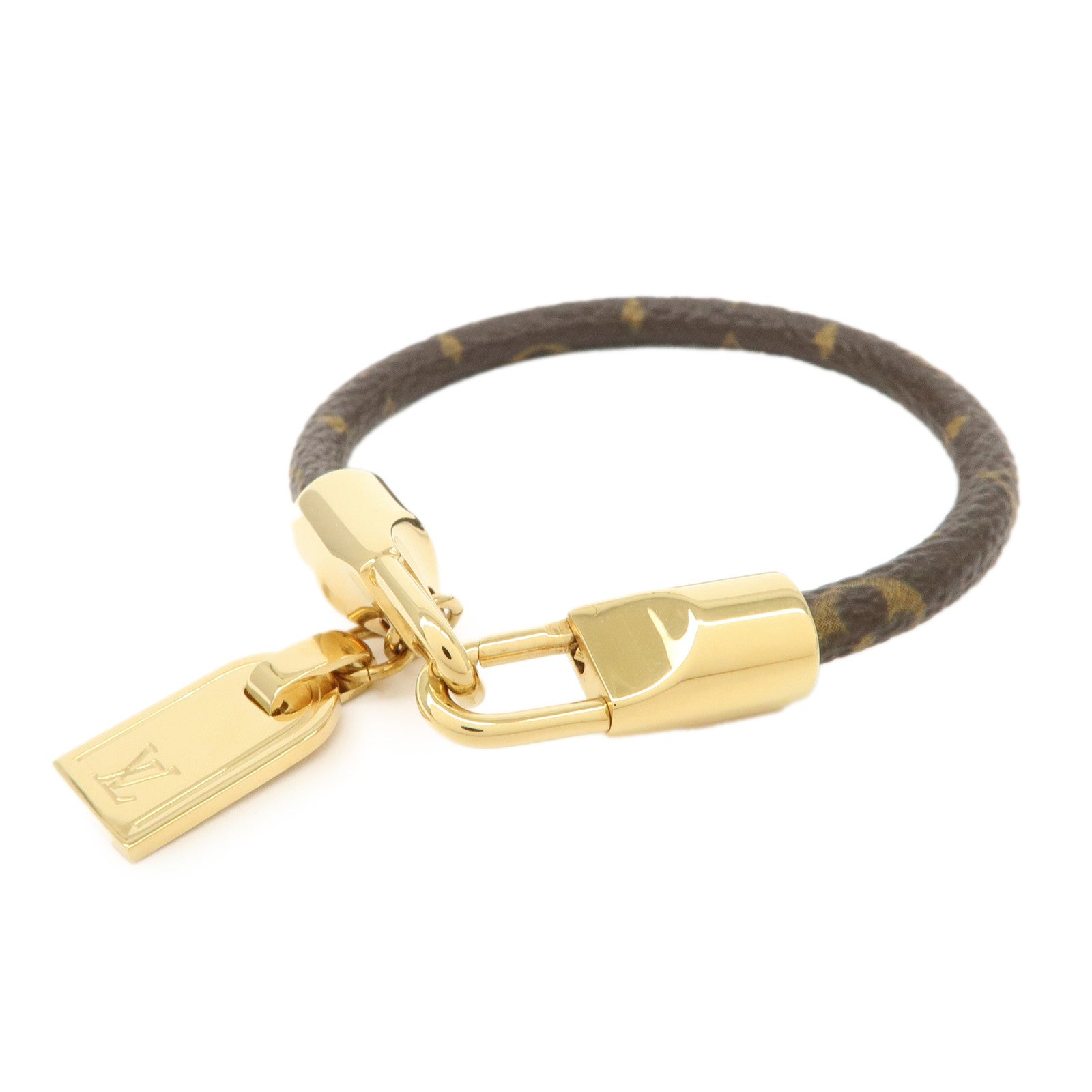 Louis Vuitton Monogram Bracelet Lock It Monogram Brown Gold M6605F Used