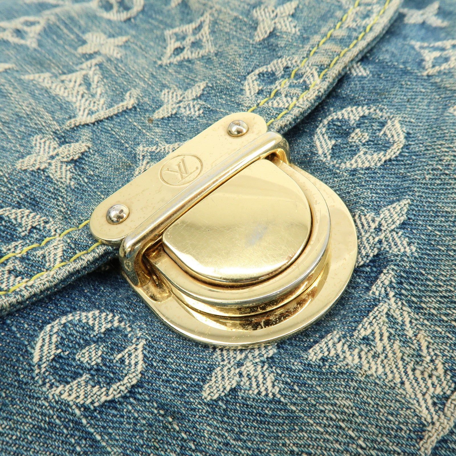 Louis Vuitton Monogram Denim Flat Shopper Tote Bag Blue M95018