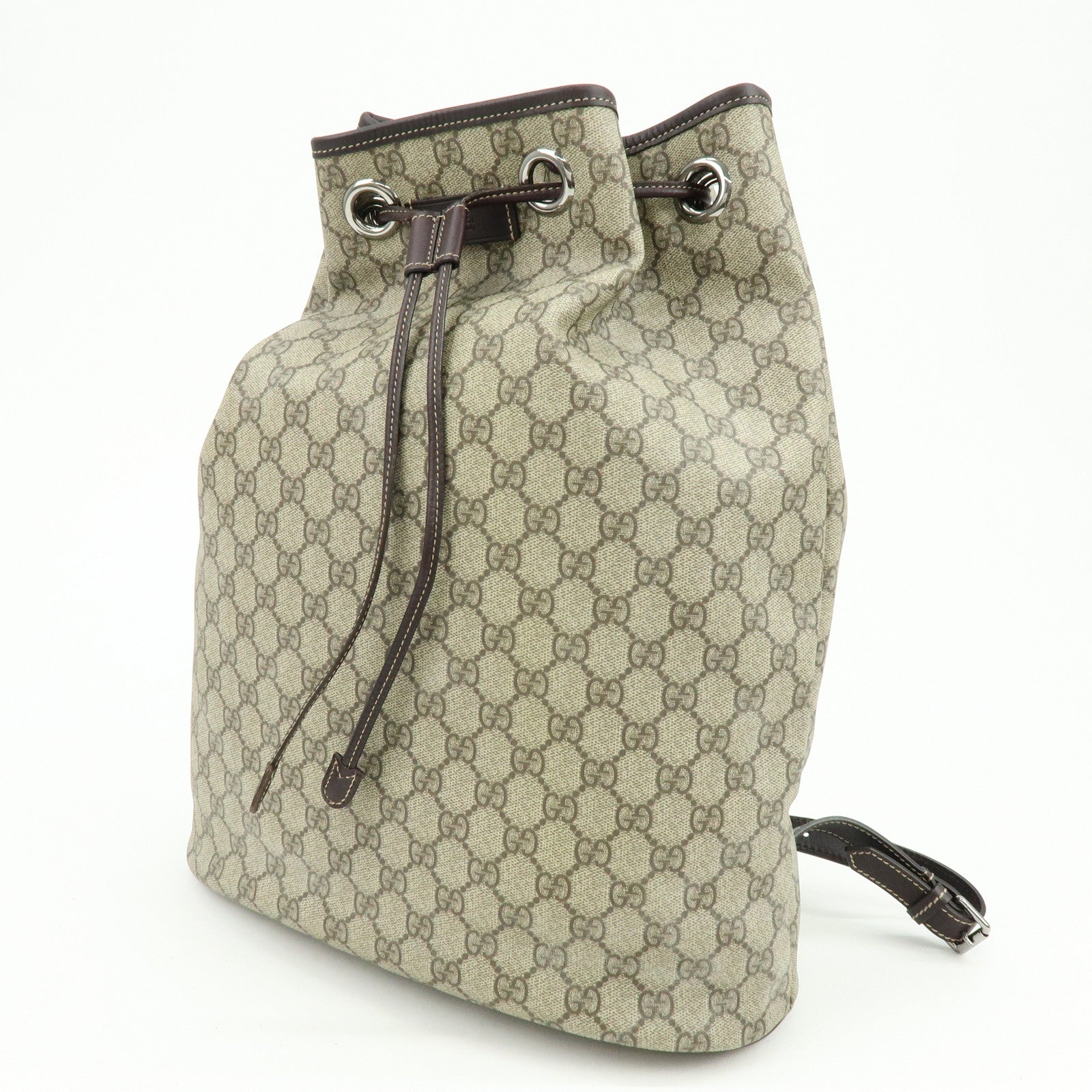 GUCCI GG Supreme Leather Backpack Rucksack Beige Brown 189745