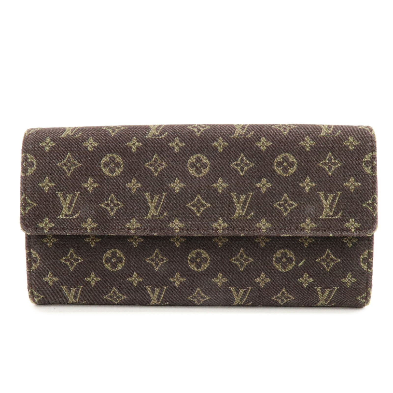 Louis Vuitton Monogram Mini Lin Canvas Long Wallet Brown M95234