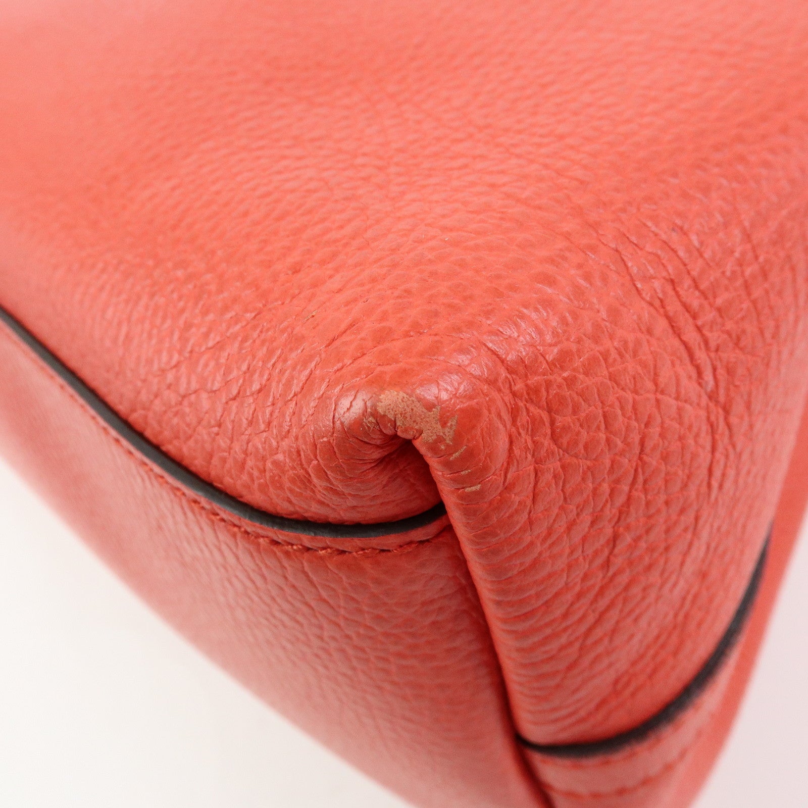 GUCCI Logo Leather Tote Bag Shoulder Bag Hand Bag Red 380118