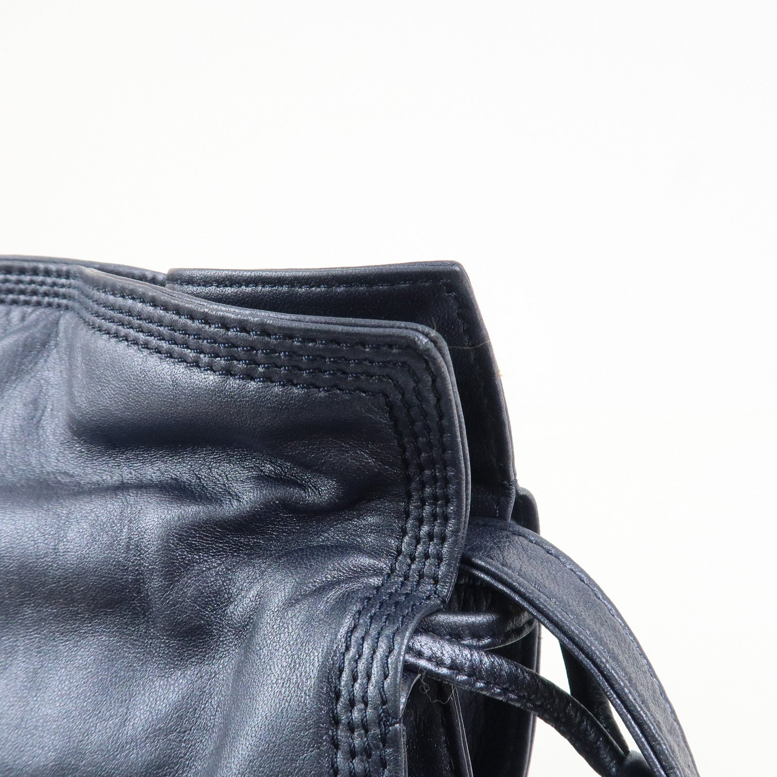 LOEWE Anagram Leather Shoulder Bag Hand Bag Metallic Blue