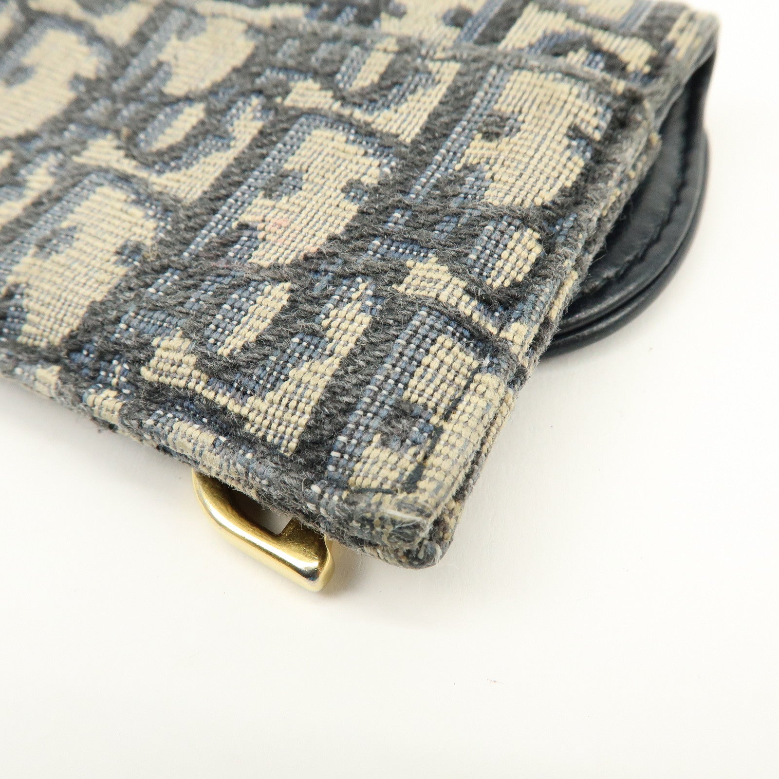 Christian Dior Trotter Saddle Jaquard Canvas Card Case Navy