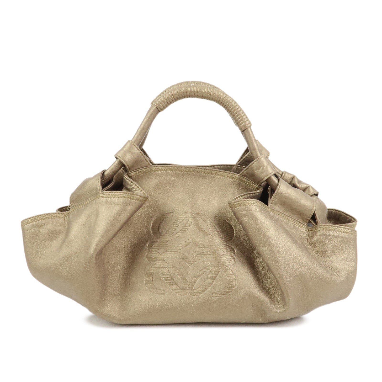 LOEWE Anagram Logo Nappa Aire Nappa Leather Hand Bag Gold
