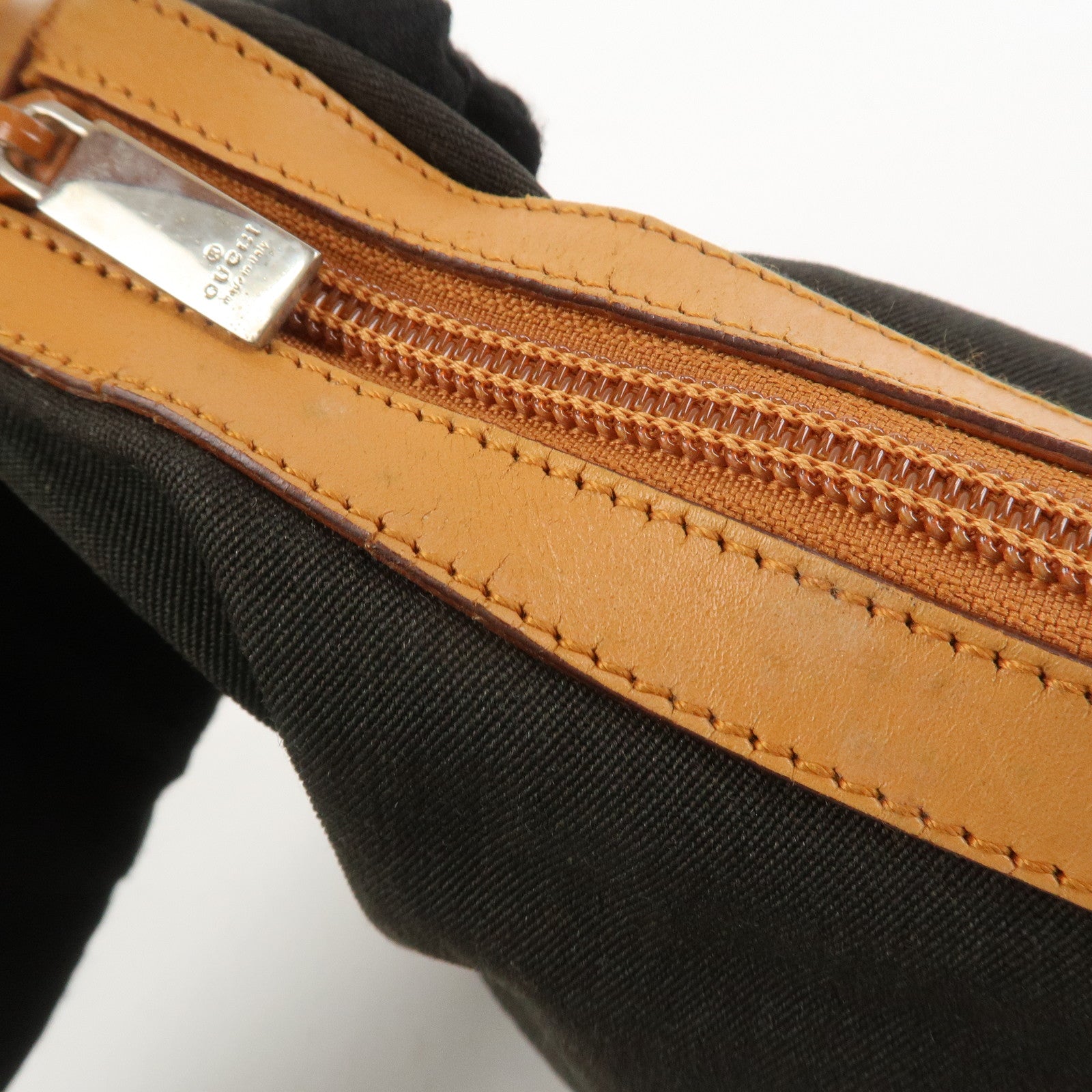 GUCCI Canvas Leather Shoulder Bag Hand Bag Dark Brown 019・0460