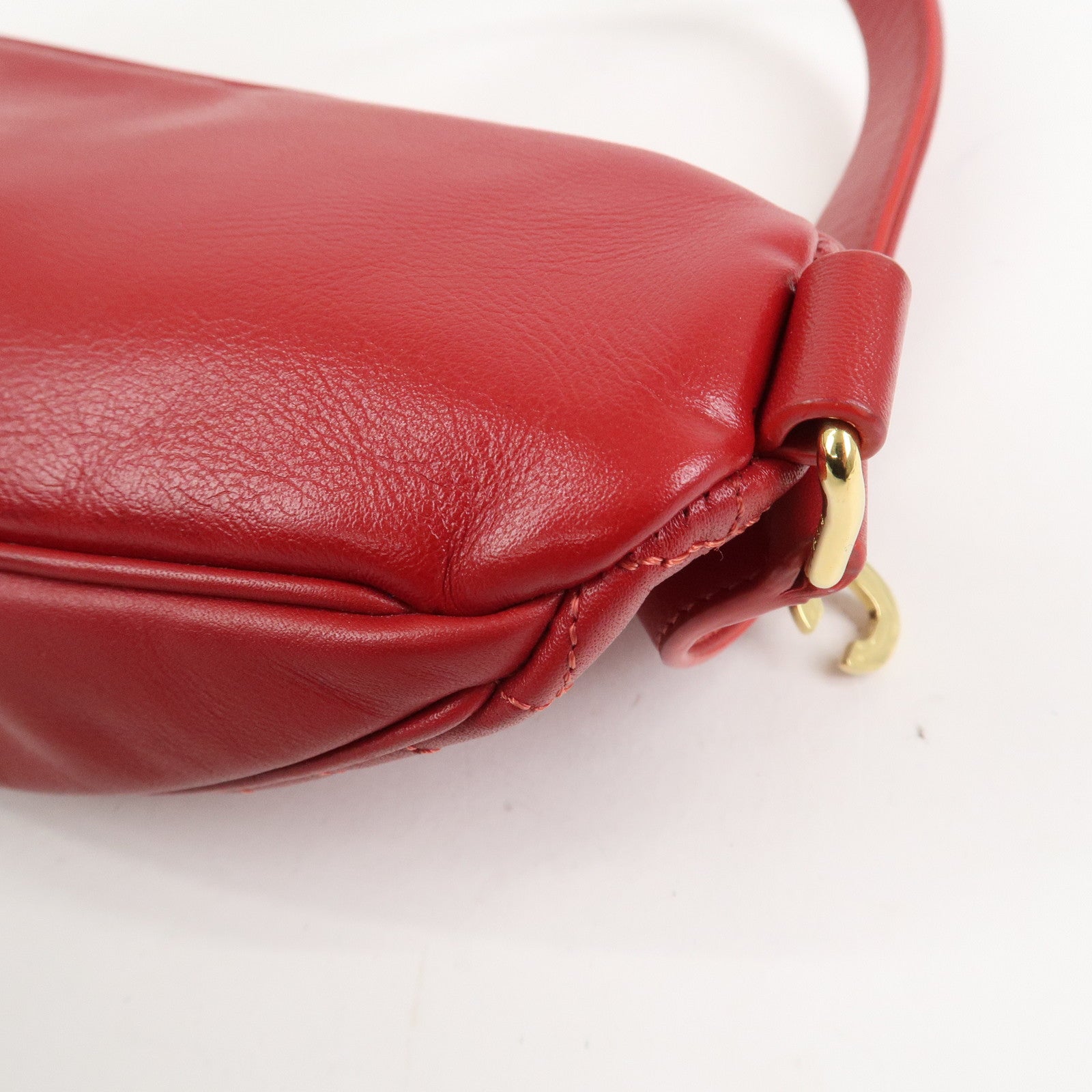 CELINE Leather C Charm Waist Bag Body Bag Red