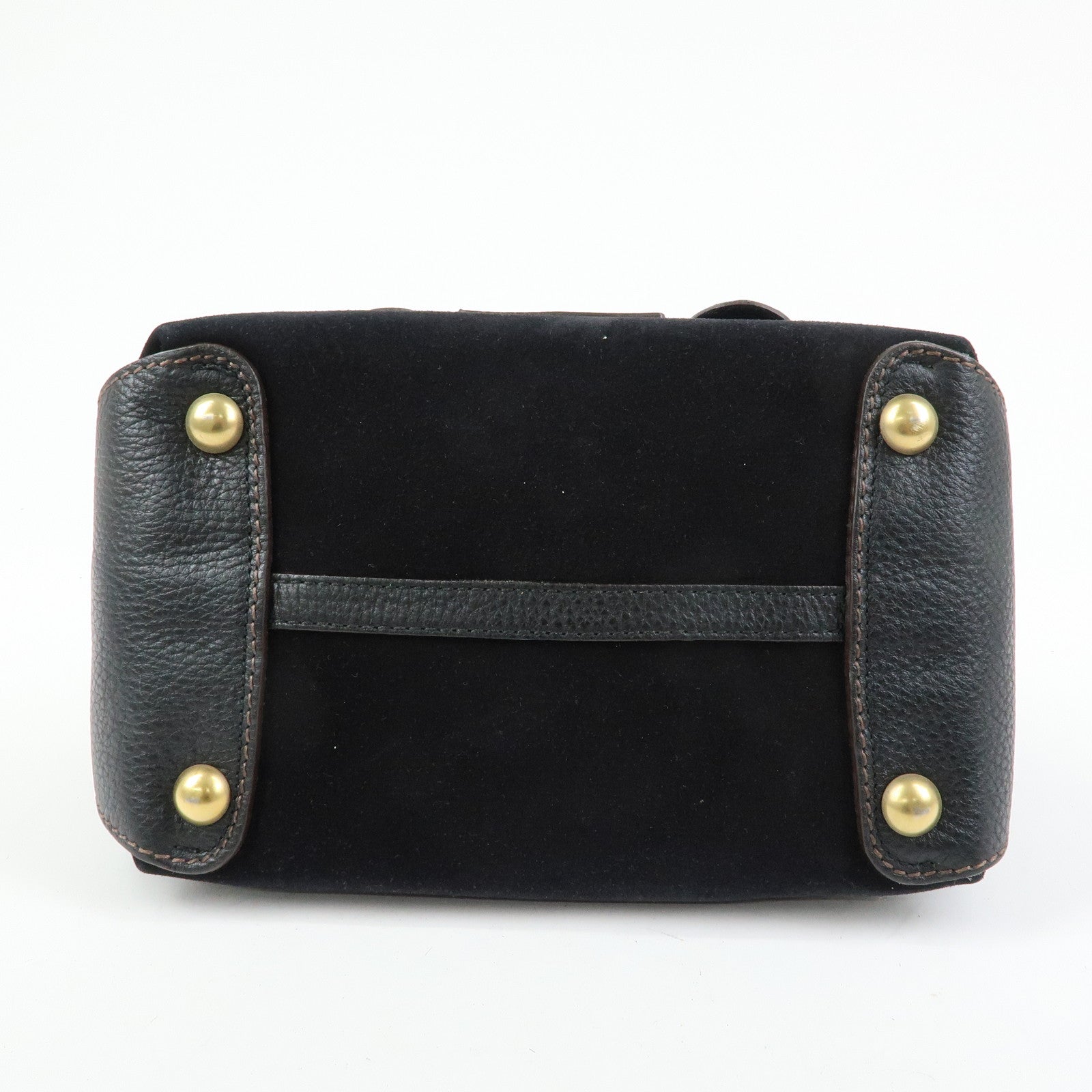 Ferragamo Gancini Suede Leather Shoulder Bag Hand Bag Black