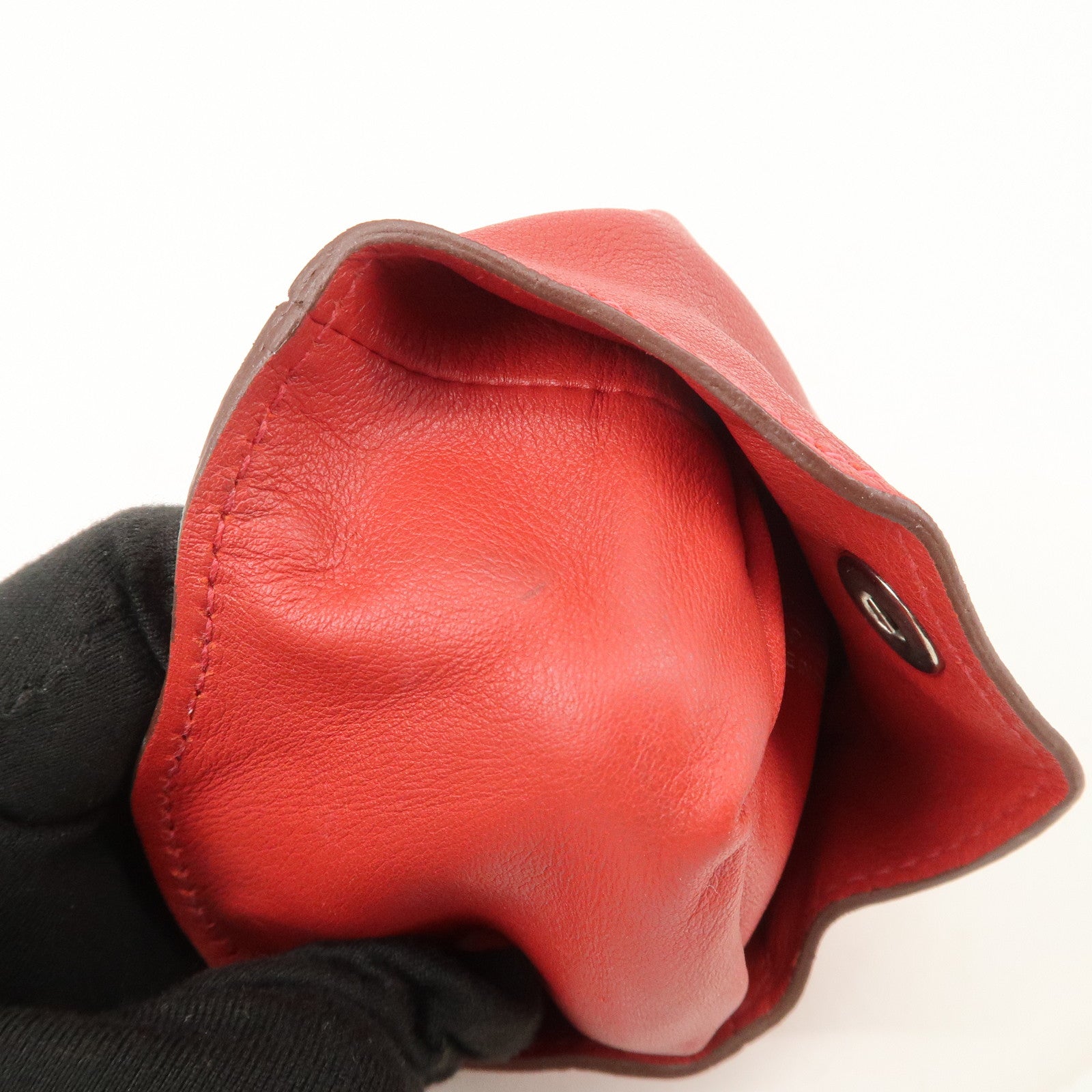 HERMES Bee Pop Leather Mini Compact Coin Case Red